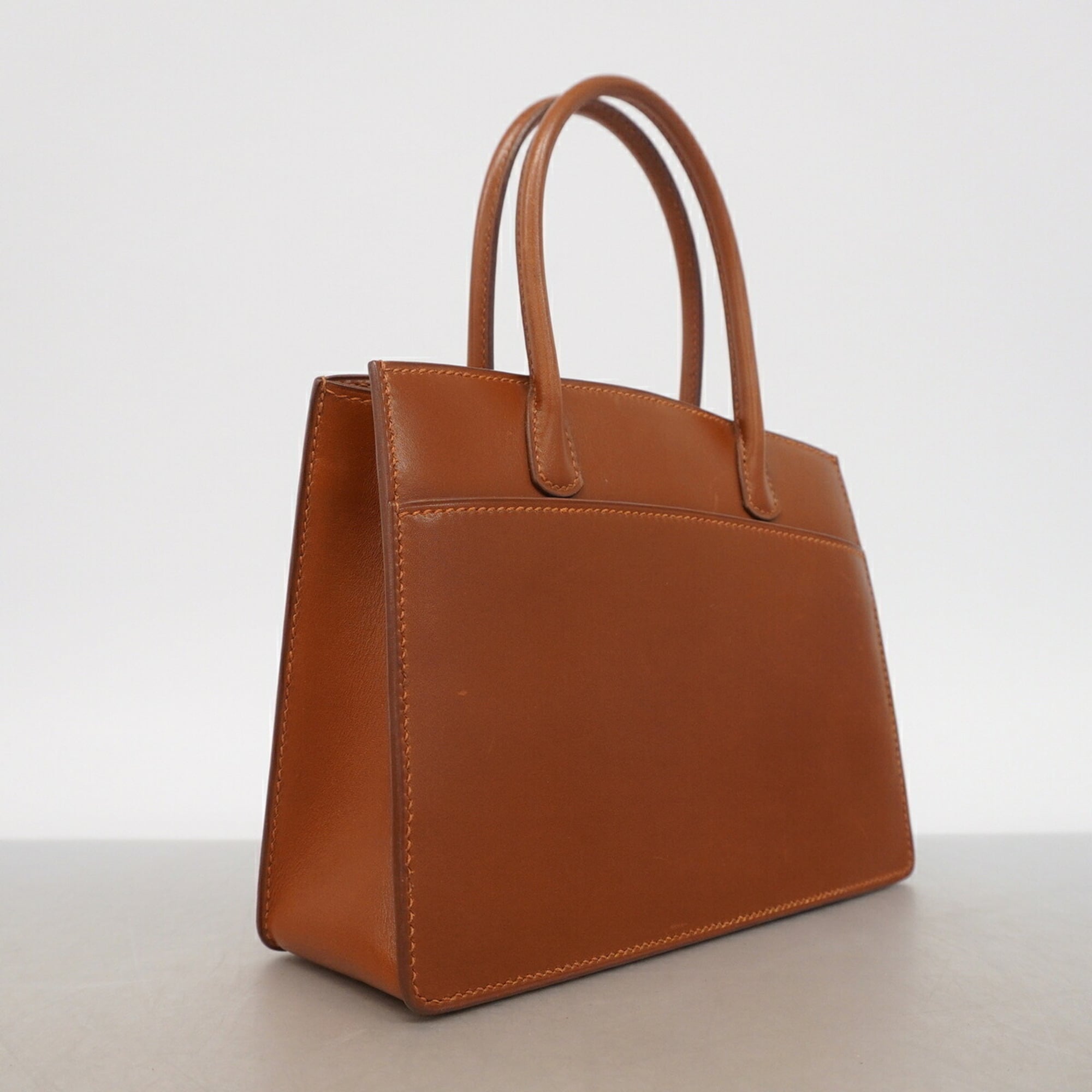 Hermes Noisette Box Calf Leather Handbag (Pre-Owned)