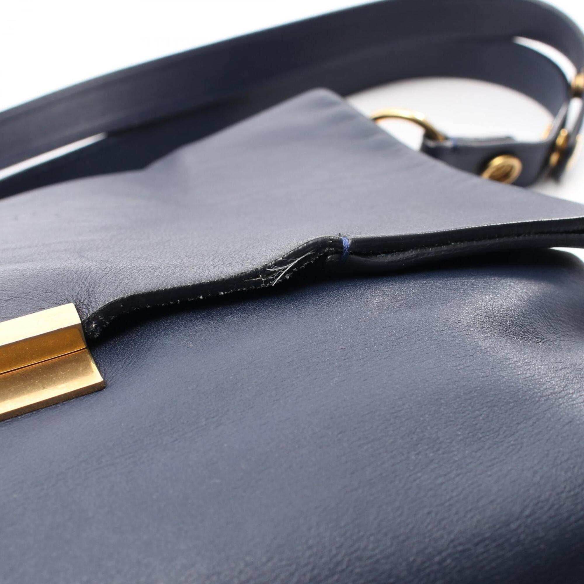Celine Navy Leather Handbag Shoulder Bag (Pre-Owned)