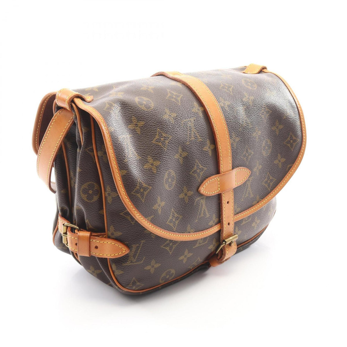 Louis Vuitton Brown Coated Canvas Leather Handbag Shoulder Bag (Pre-Owned)