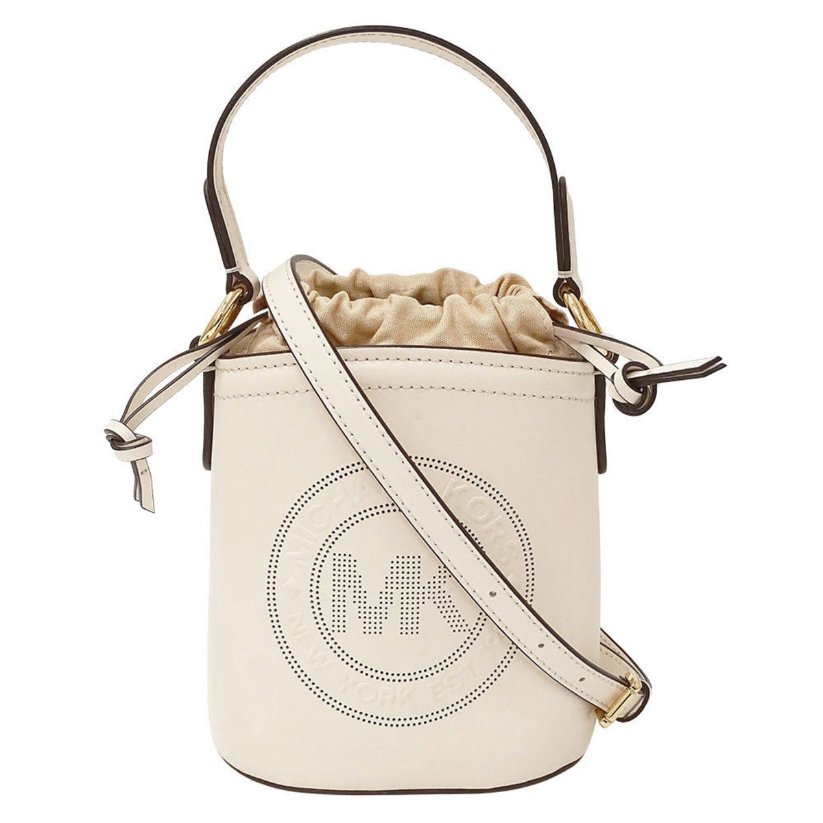 Michael Kors Beige Ivory Leather Canvas Handbag Shoulder Bag (Pre-Owned)