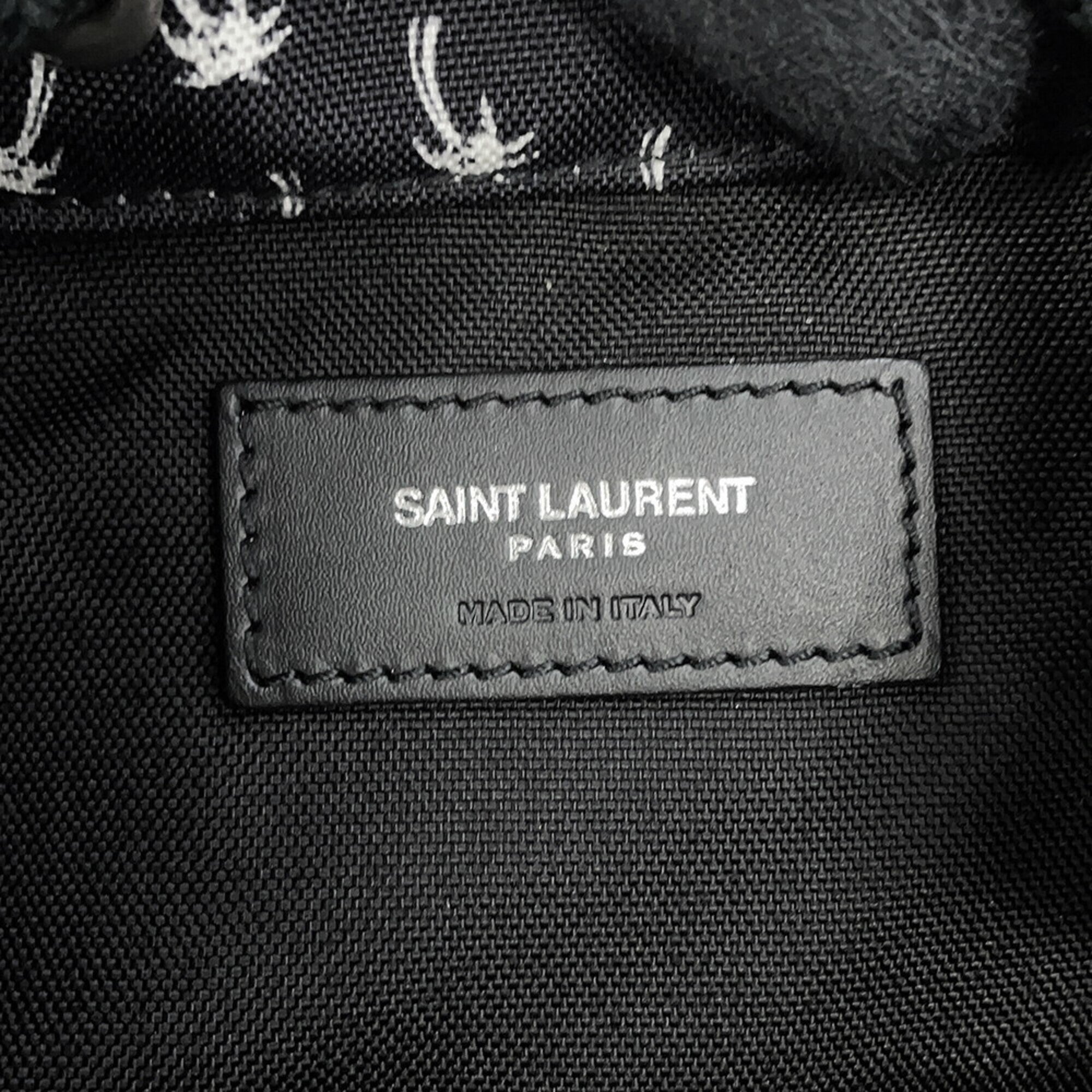 Yves Saint Laurent Black White Canvas Handbag Pouch Shoulder Bag (Pre-Owned)