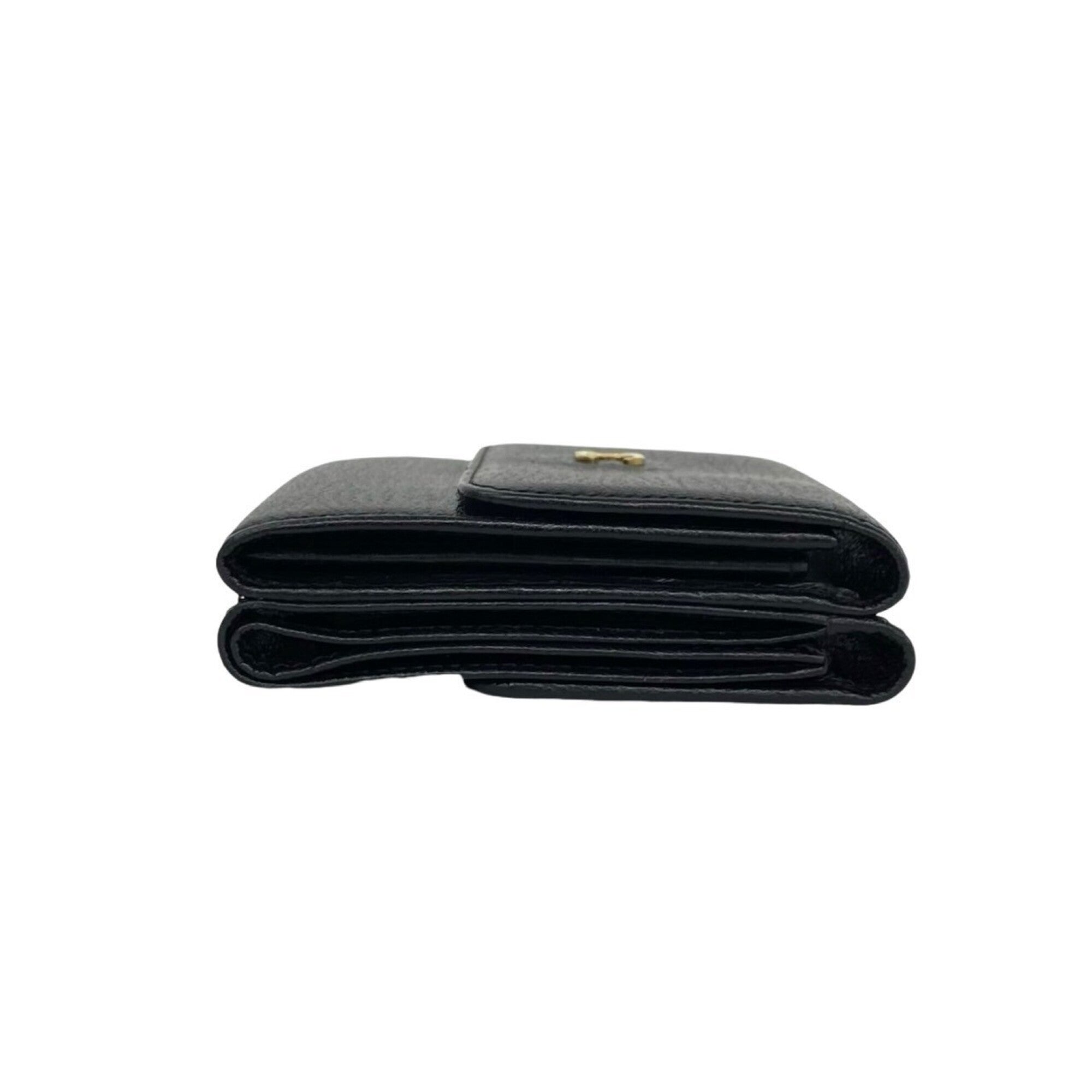 Chanel Black Leather Wallet (Tri-Fold) (Pre-Owned)
