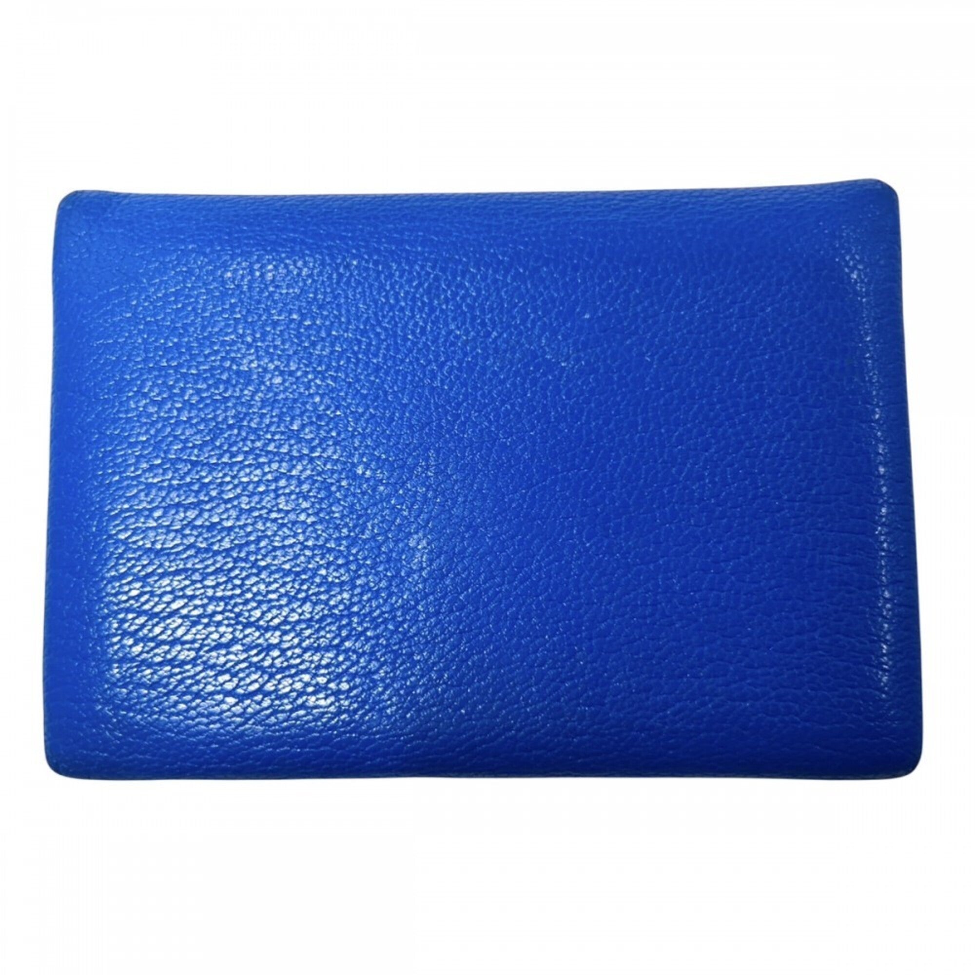 Hermes Blue Chevre Leather Coin Purse/Coin Case (Pre-Owned)
