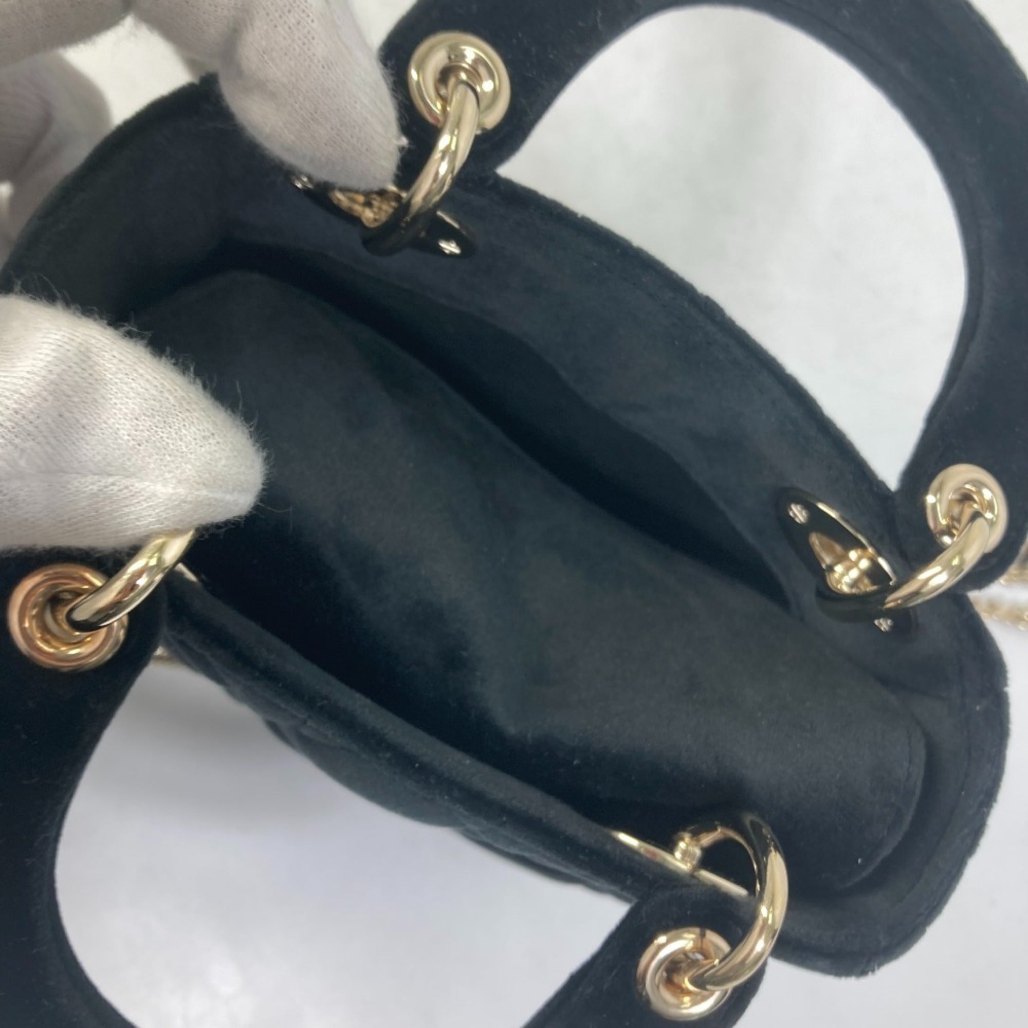 Christian Dior Lady Dior Black Leather Handbag Shoulder Bag (Pre-Owned)