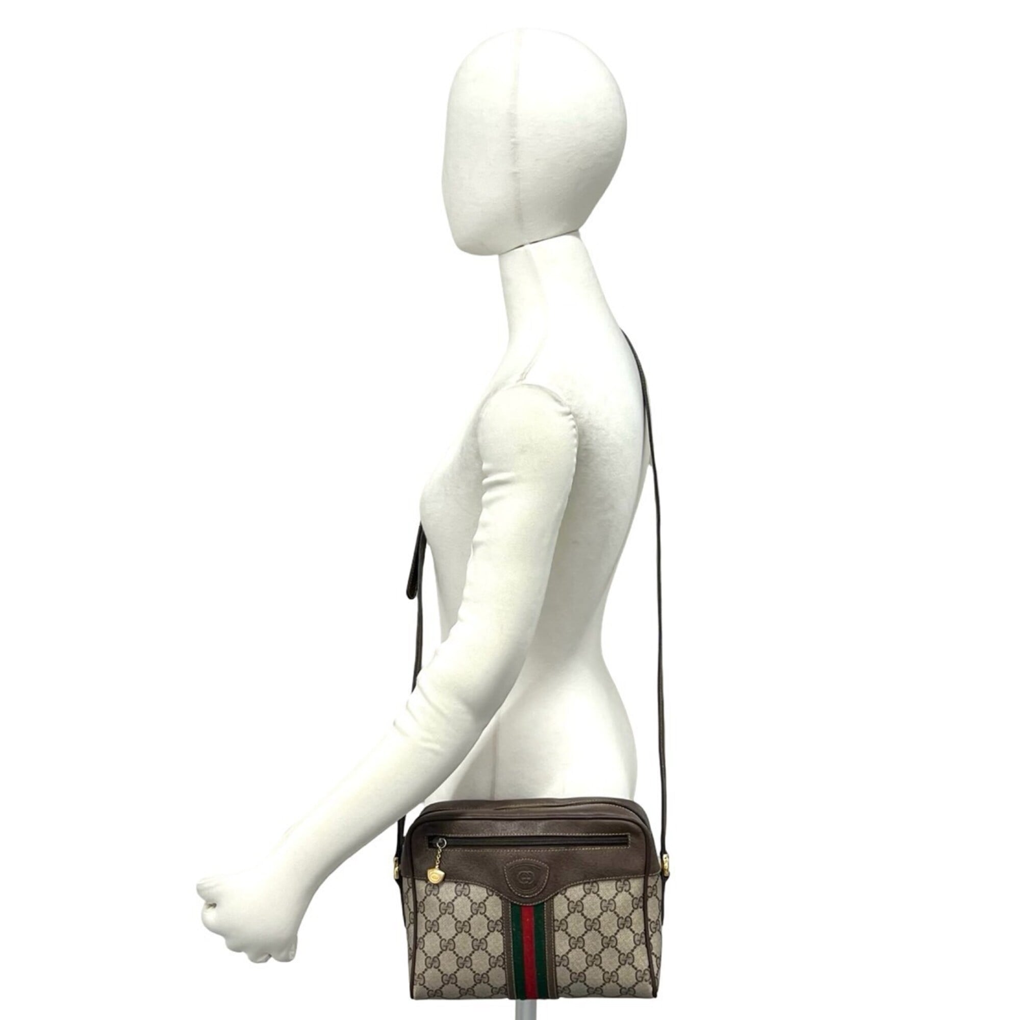 Gucci Brown Green Red Color Leather Pvc Pochette Shoulder Bag (Pre-Owned)