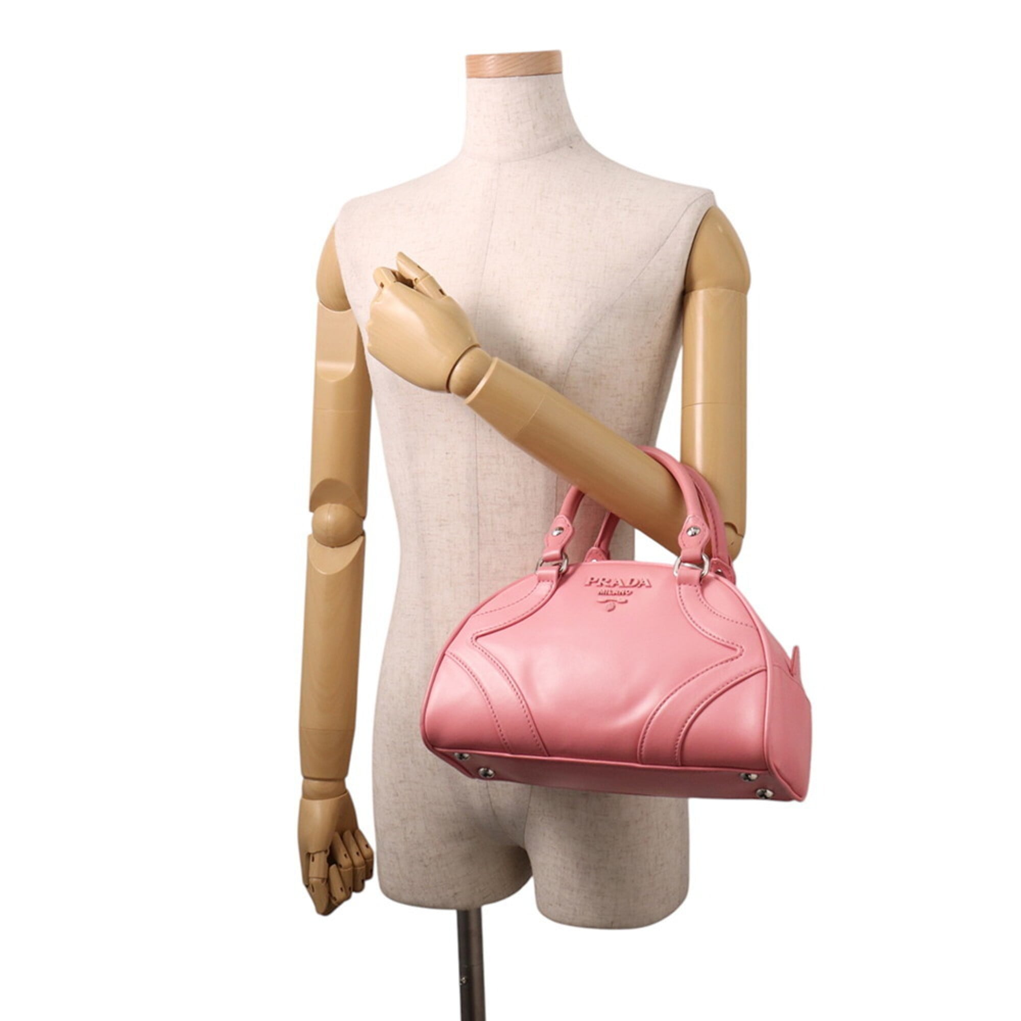 Prada Pink Leather Handbag Shoulder Bag (Pre-Owned)