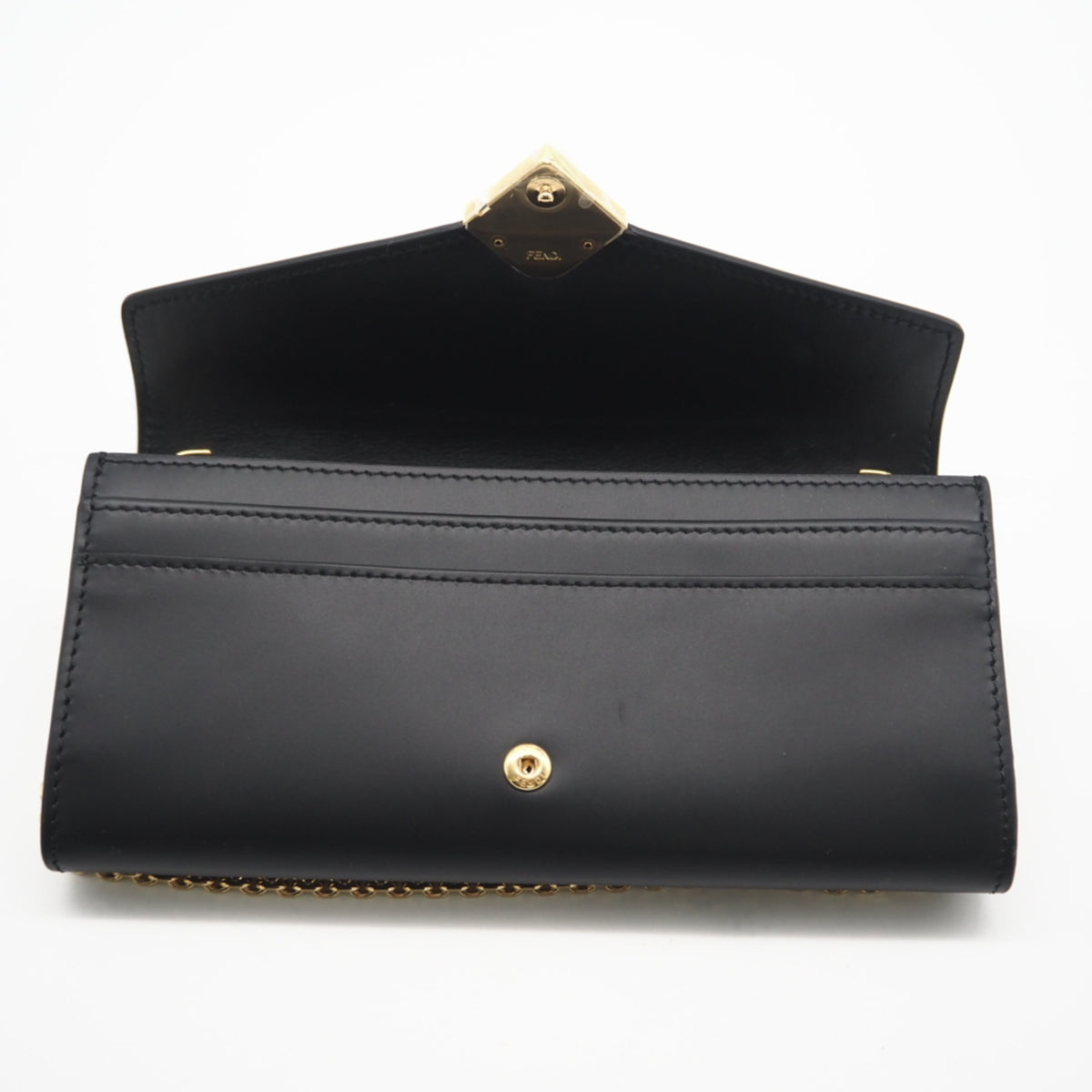 Fendi Black Leather Chain/Shoulder Wallet (Pre-Owned)