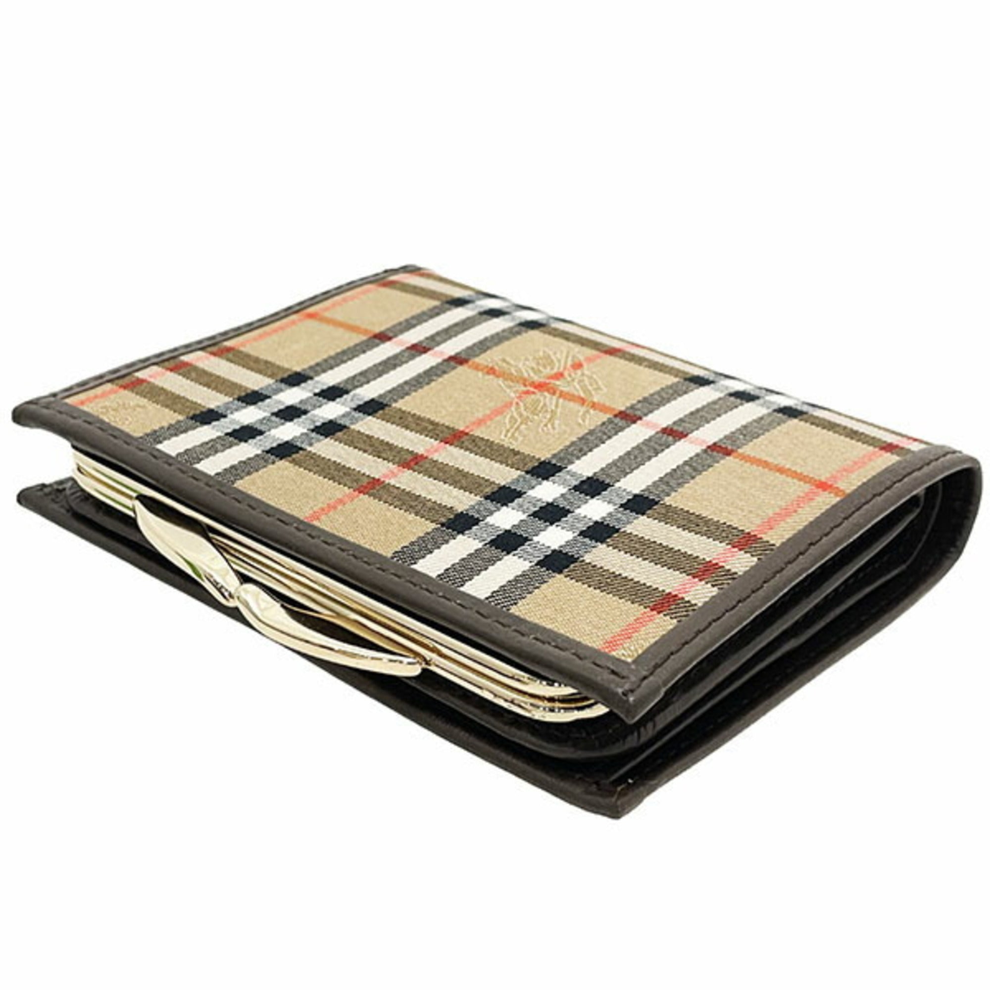 Burberry Beige Beige Brown Brown Canvas Leather Wallet (Bi-Fold) (Pre-Owned)