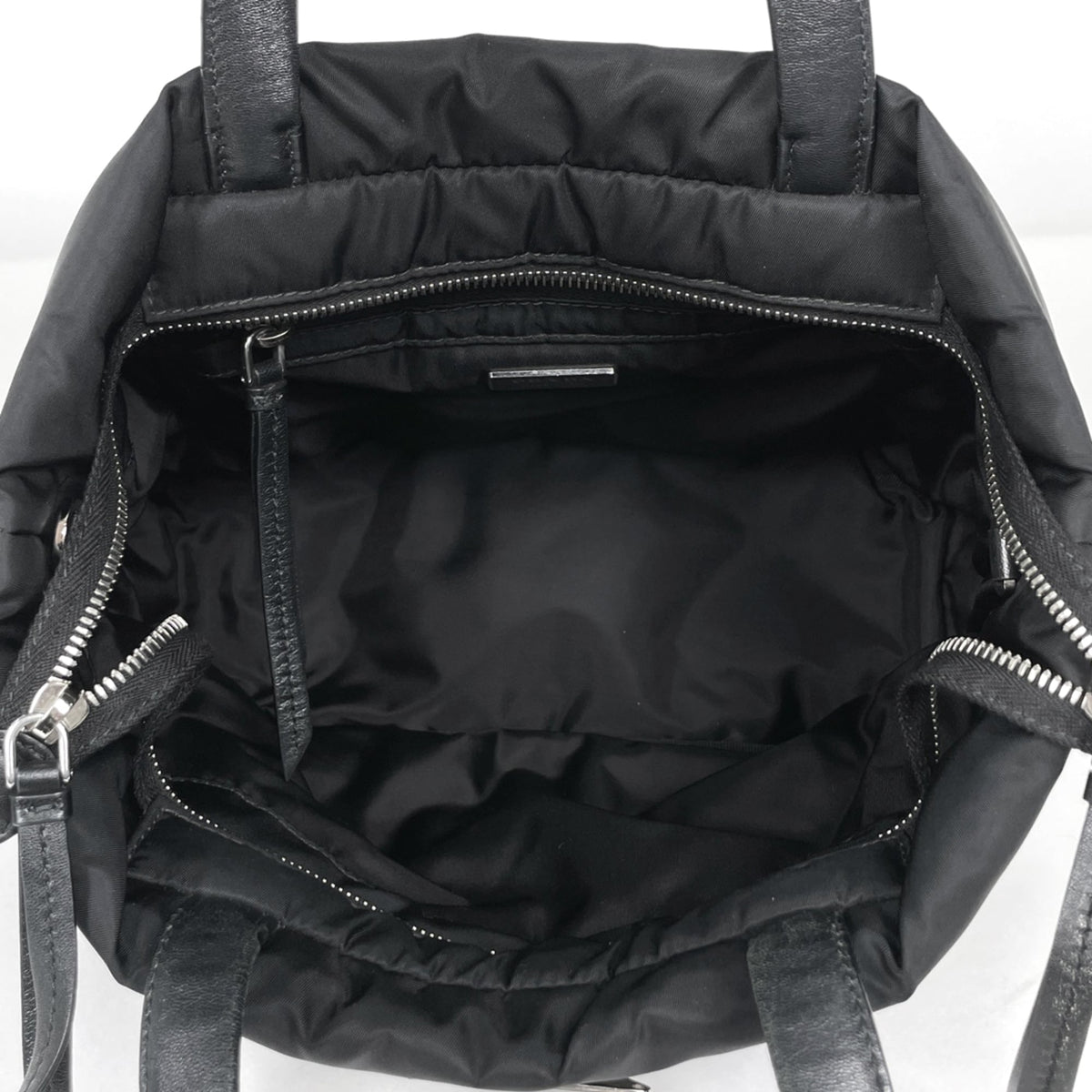 Prada Black Nylon Leather Handbag (Pre-Owned)