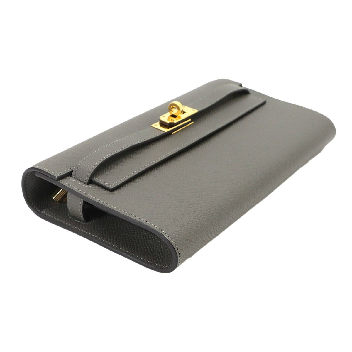 Hermes Gray Epsom Leather Chain/Shoulder Wallet (Pre-Owned)