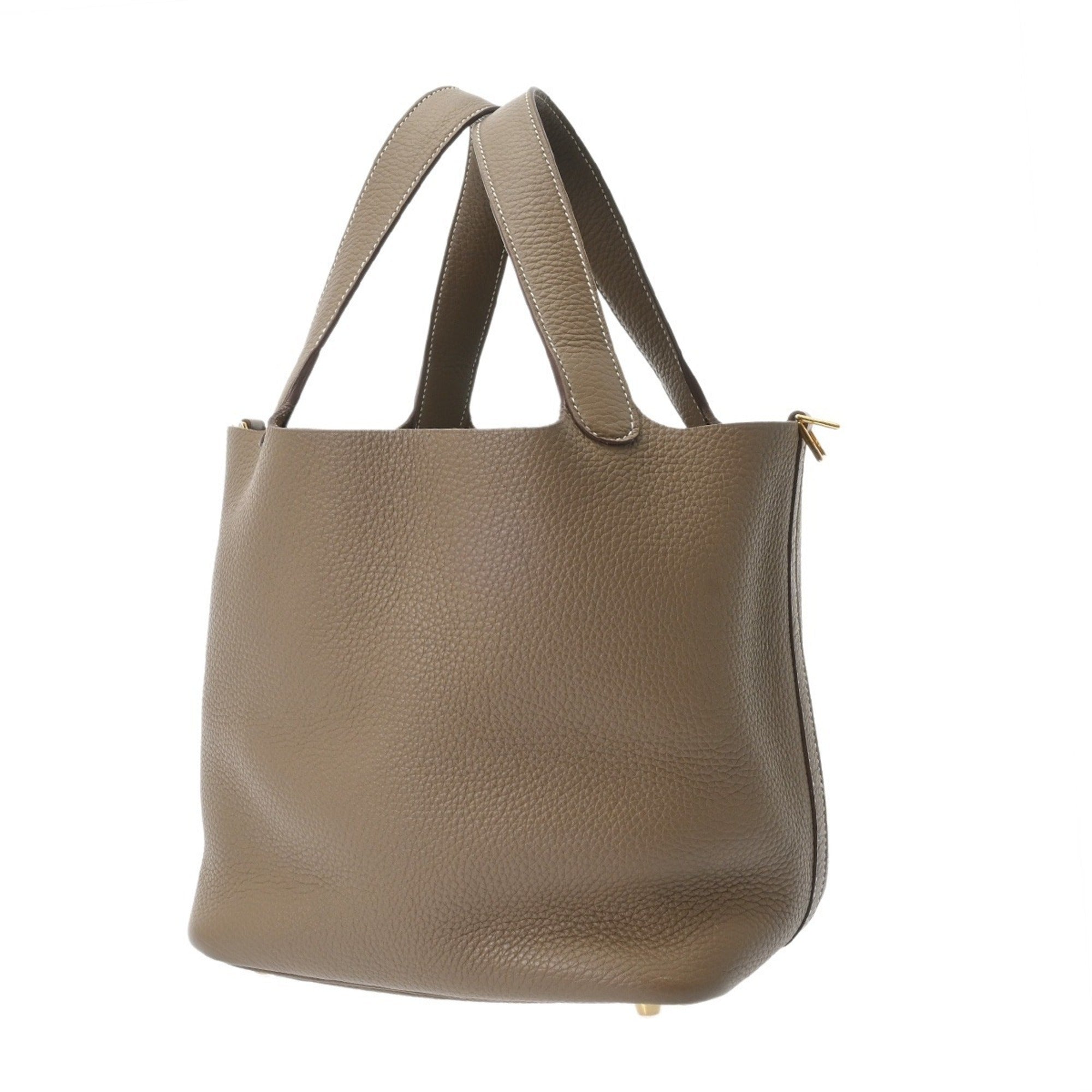 Hermes Etoupe Gray Taurillon Clemence Leather Handbag (Pre-Owned)