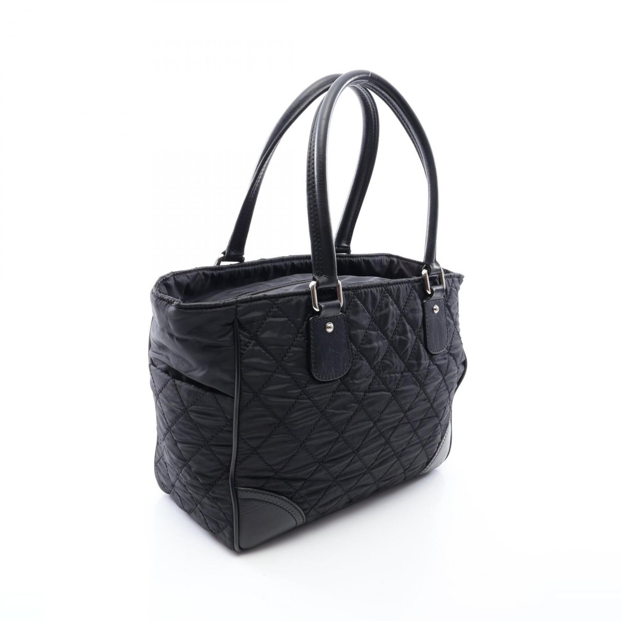 Chanel Black Nylon Leather Handbag Tote Bag (Pre-Owned)