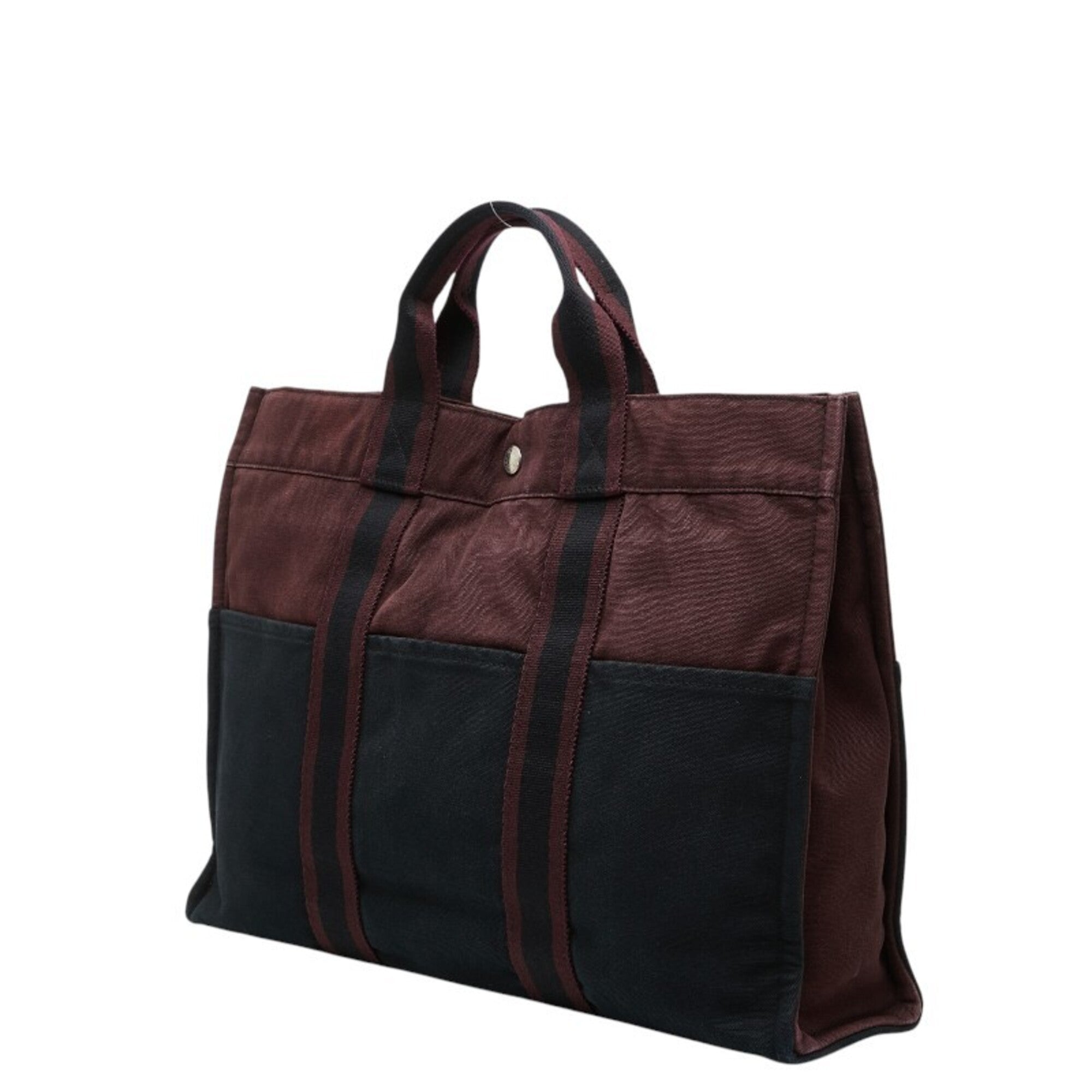 Hermes Black Canvas Handbag Tote Bag (Pre-Owned)