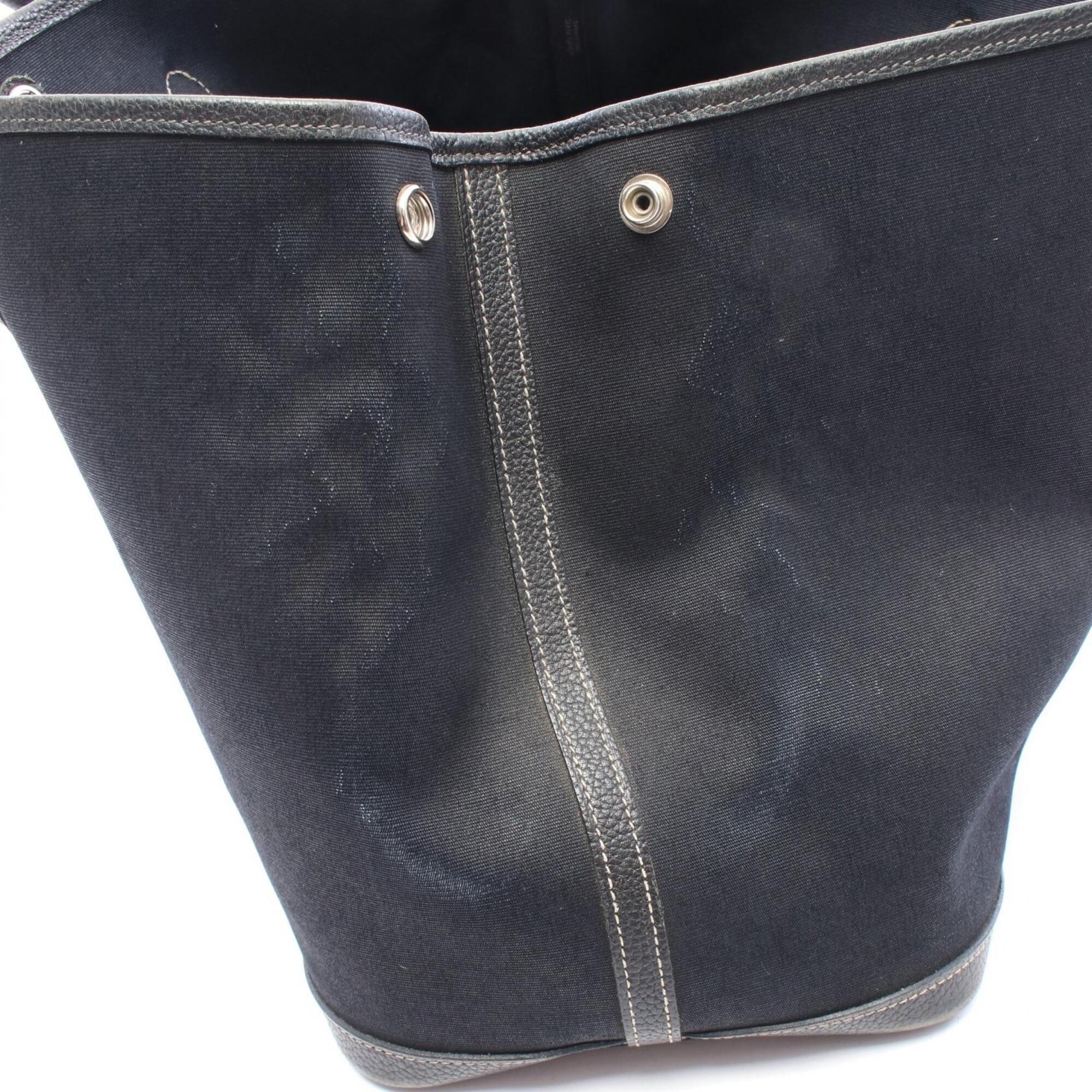 Hermes Black Toile Officier Handbag Tote Bag (Pre-Owned)