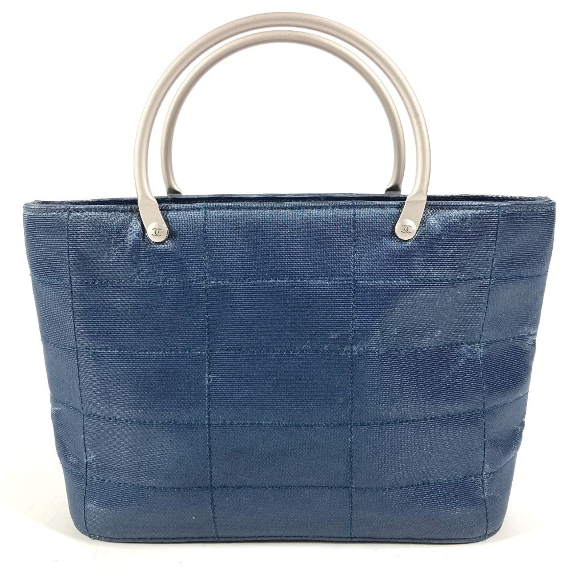 Chanel Blue Nylon Canvas Handbag Tote Bag (Pre-Owned)