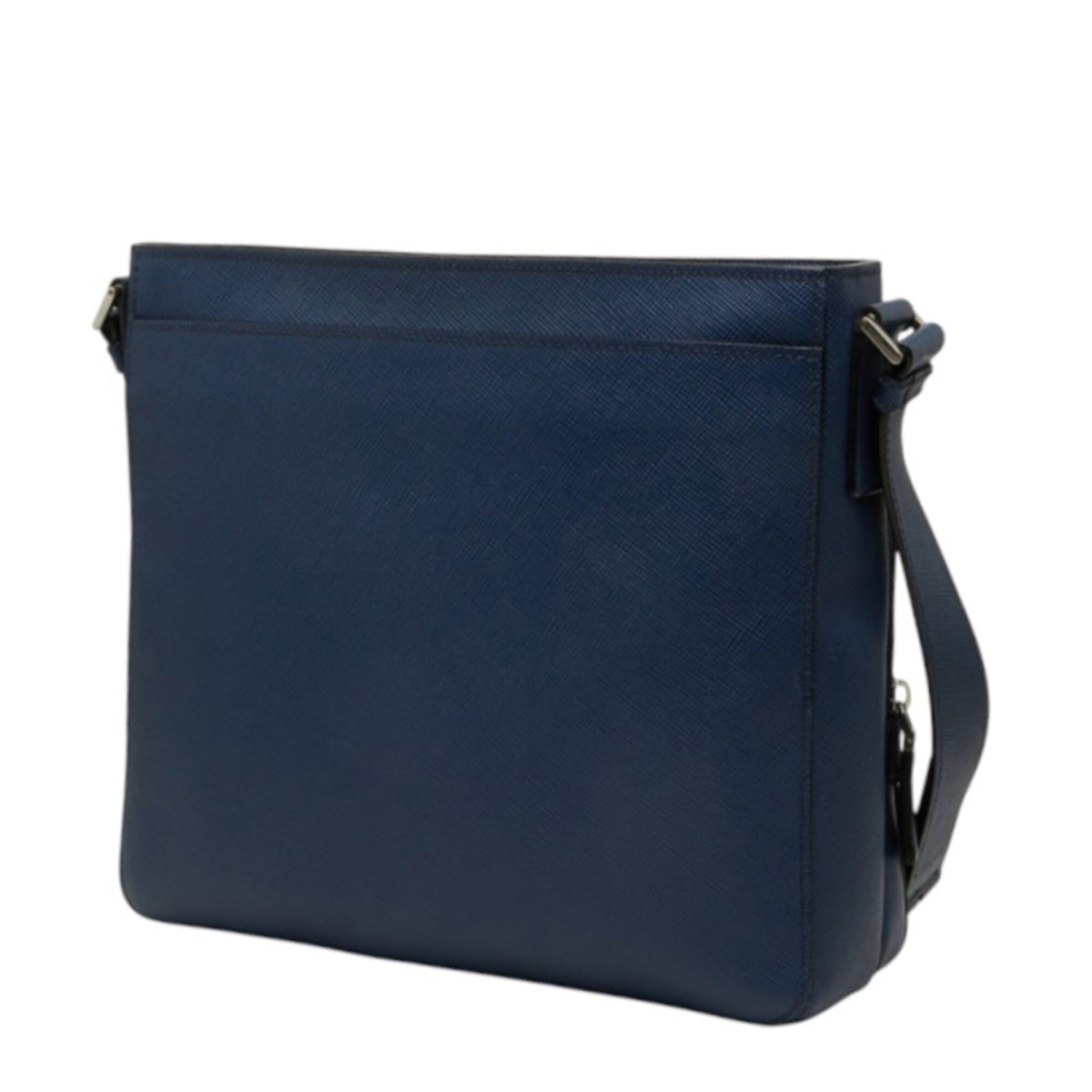 Prada Saffiano Navy Leather Shoulder Bag (Pre-Owned)