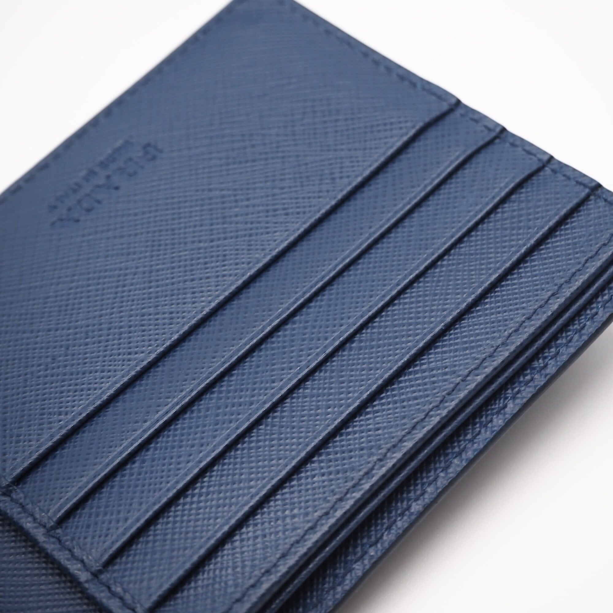 Prada Saffiano Blue Leather Bill Wallet (Bi-Fold) (Pre-Owned)