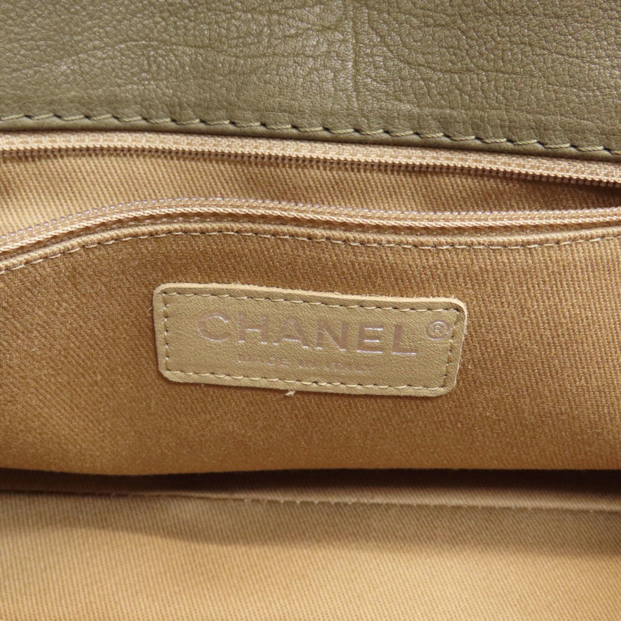 Chanel Khaki Leather Tote Bag (Pre-Owned)