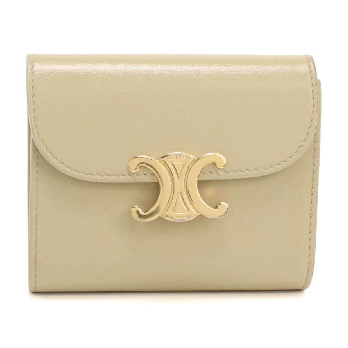 Celine Beige Leather Wallet (Tri-Fold) (Pre-Owned)