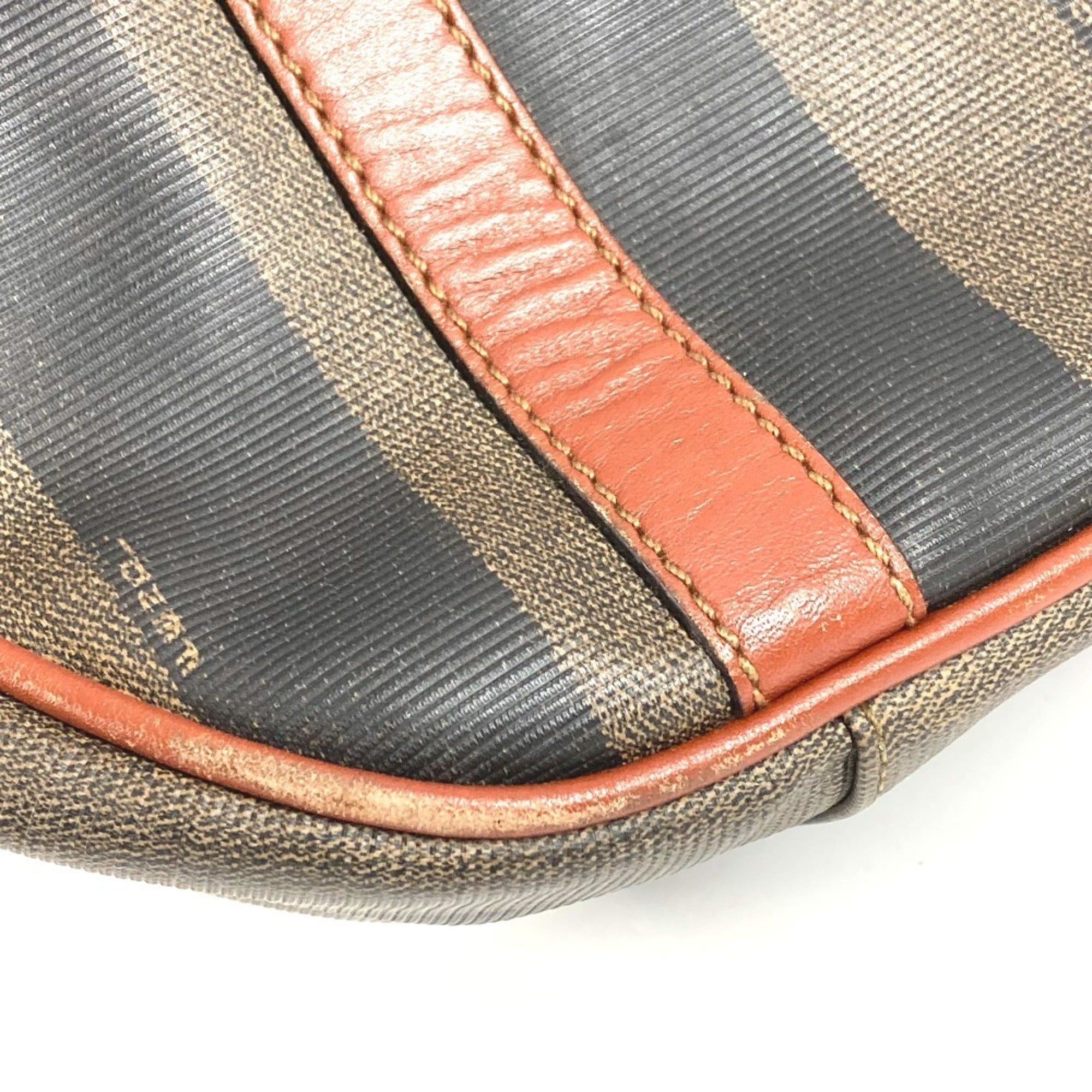 Fendi Pequin Brown Khaki Pvc Leather Handbag Tote Bag (Pre-Owned)