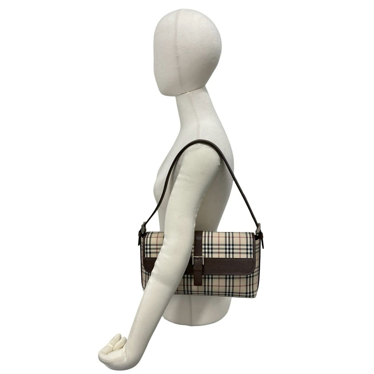 Burberry Beige Brown Canvas Leather Handbag Shoulder Bag (Pre-Owned)