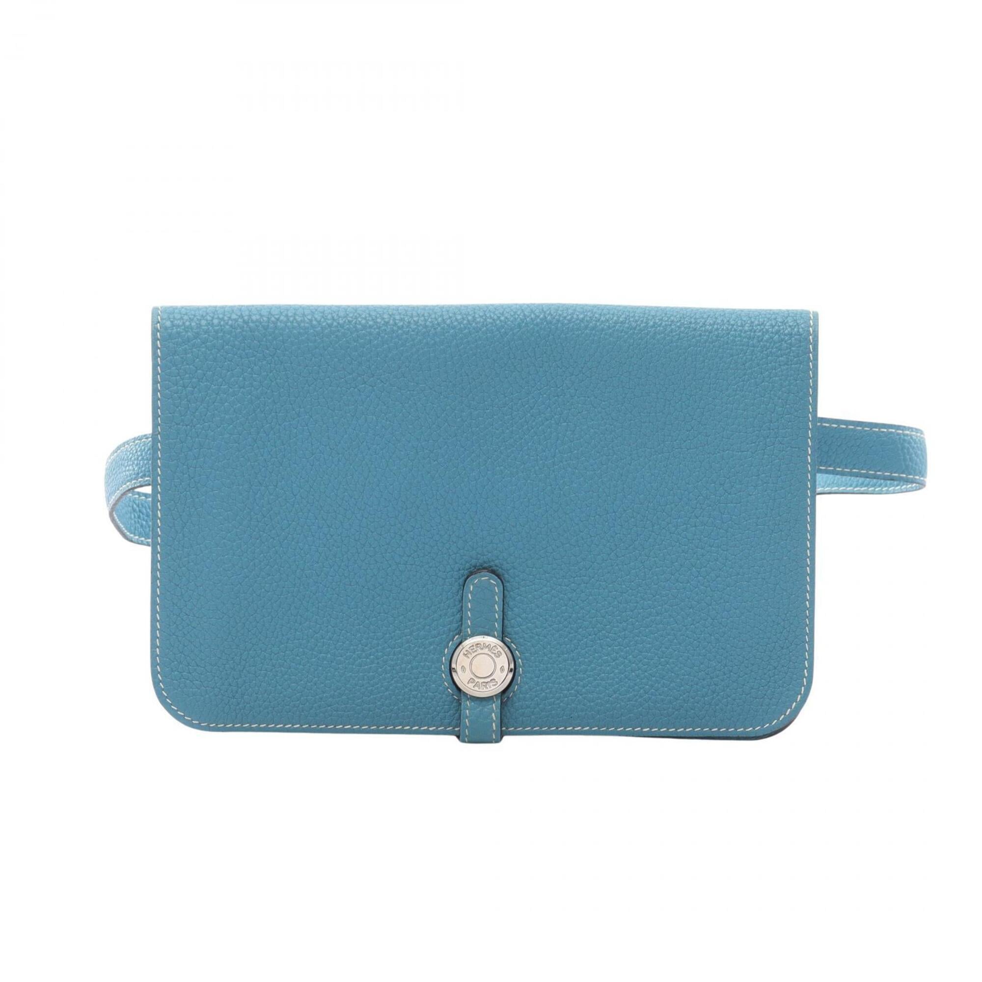 Hermes Blue Blue Jean Togo Leather Leather Fanny Pack Handbag (Pre-Owned)