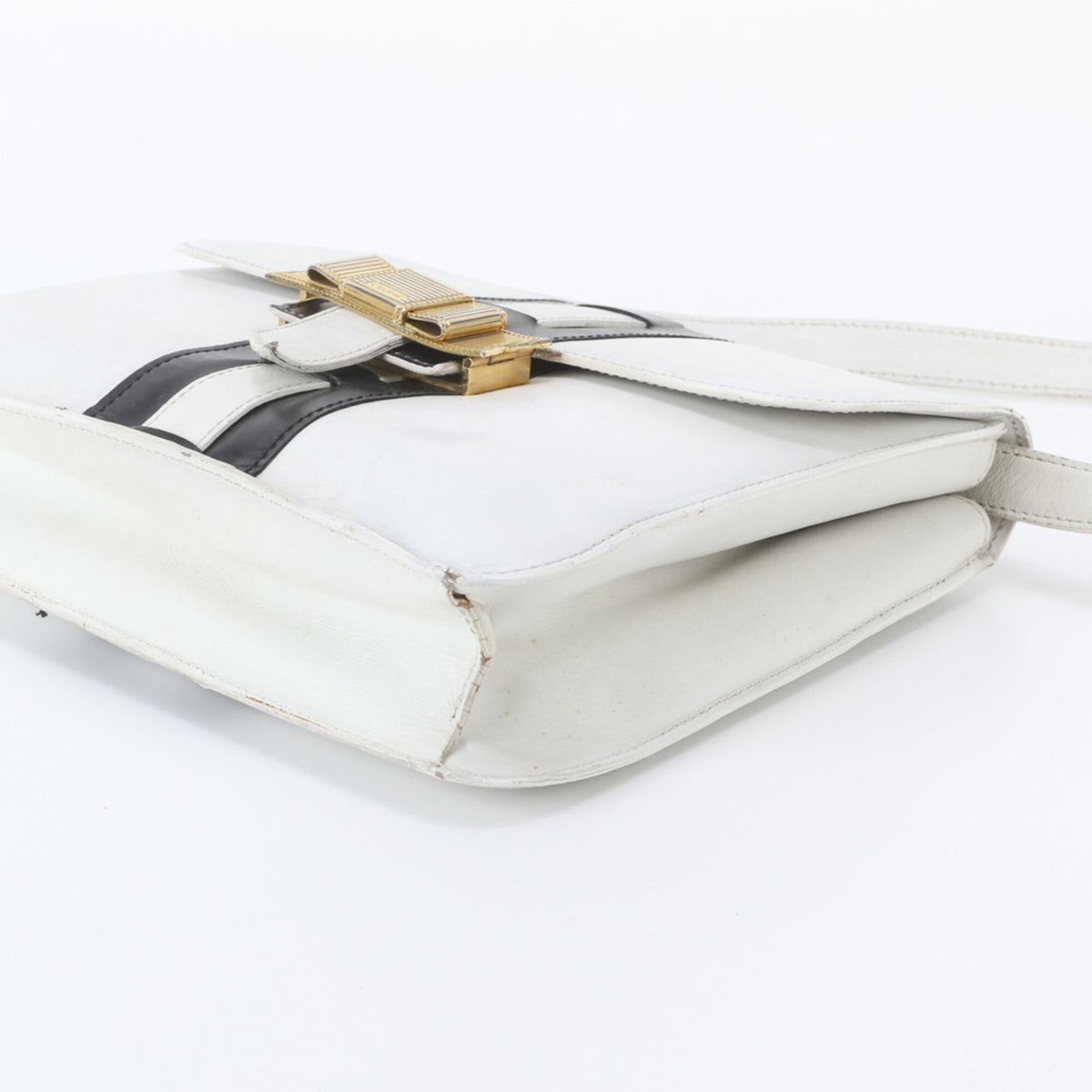 Celine Black White Leather Crossbody Bag Shoulder Bag (Pre-Owned)