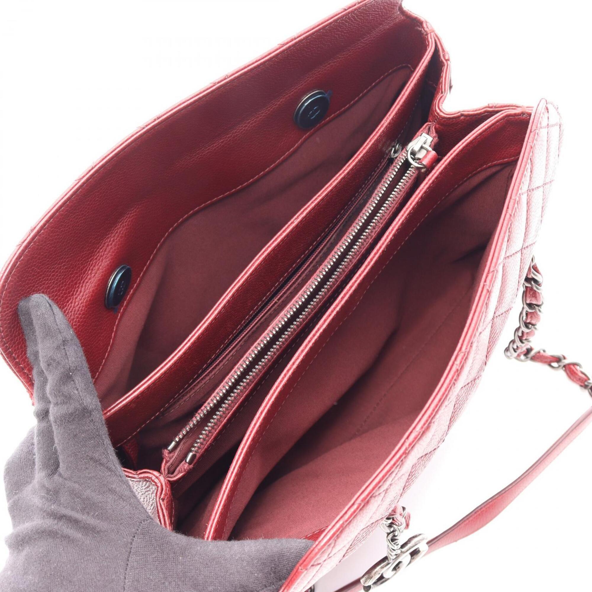 Chanel Bordeaux Grained Calfskin Handbag Shoulder Bag (Pre-Owned)