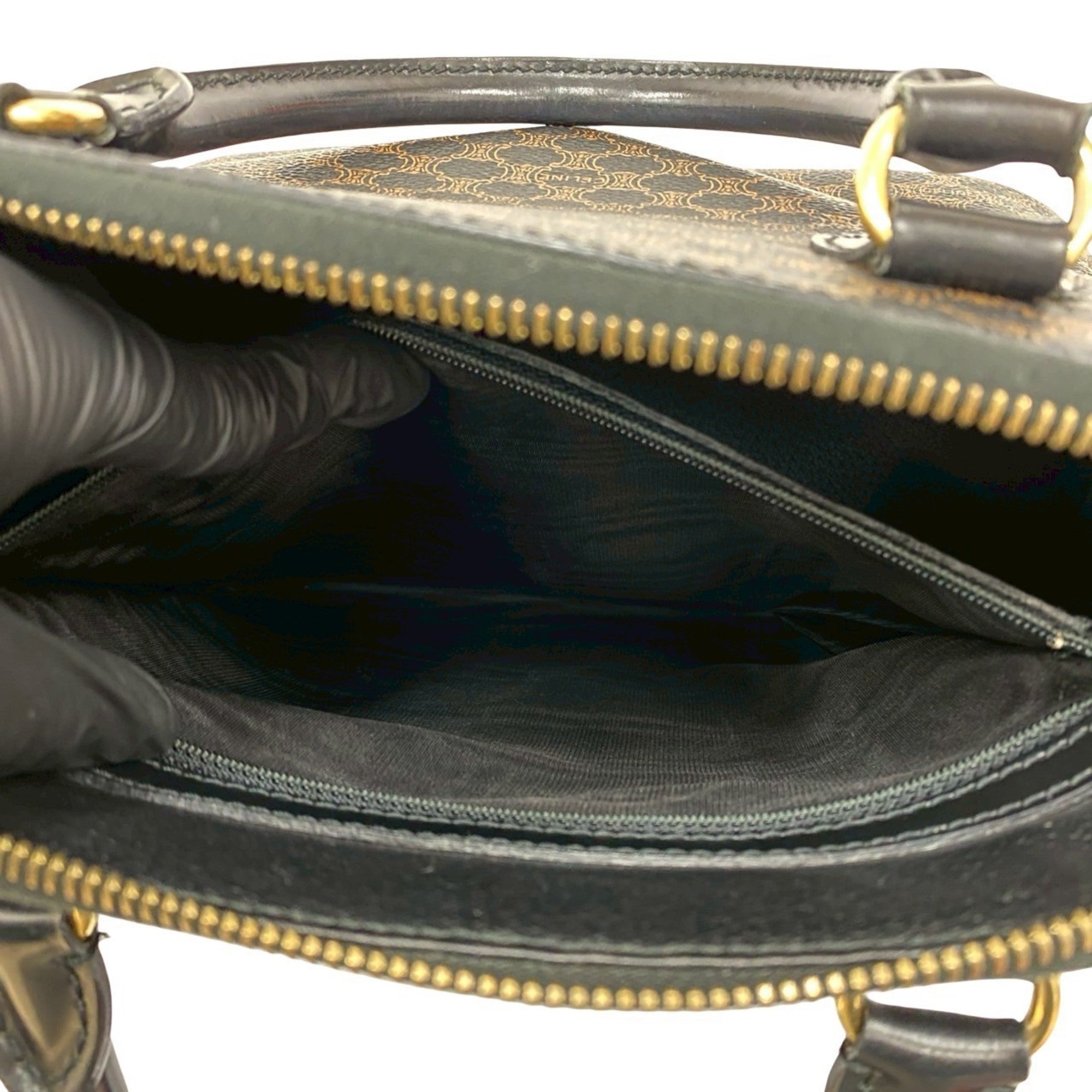 Celine Black Leather Pvc Boston Bag Handbag (Pre-Owned)