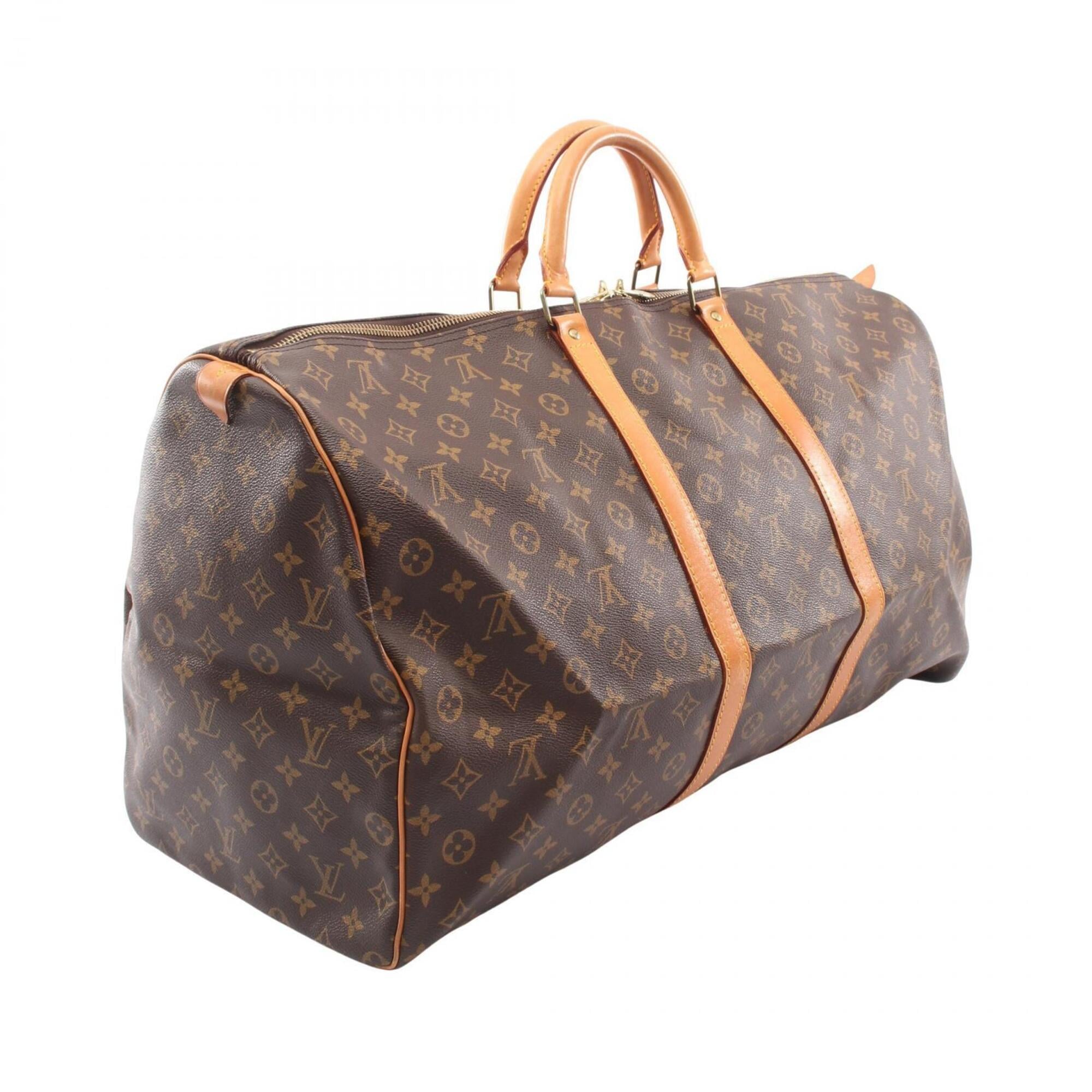 Louis Vuitton Brown Monogram Coated Canvas Monogram Leather Boston Bag Handbag (Pre-Owned)