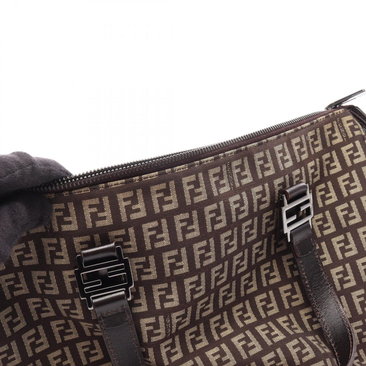 Fendi Beige Brown Canvas Leather Handbag (Pre-Owned)