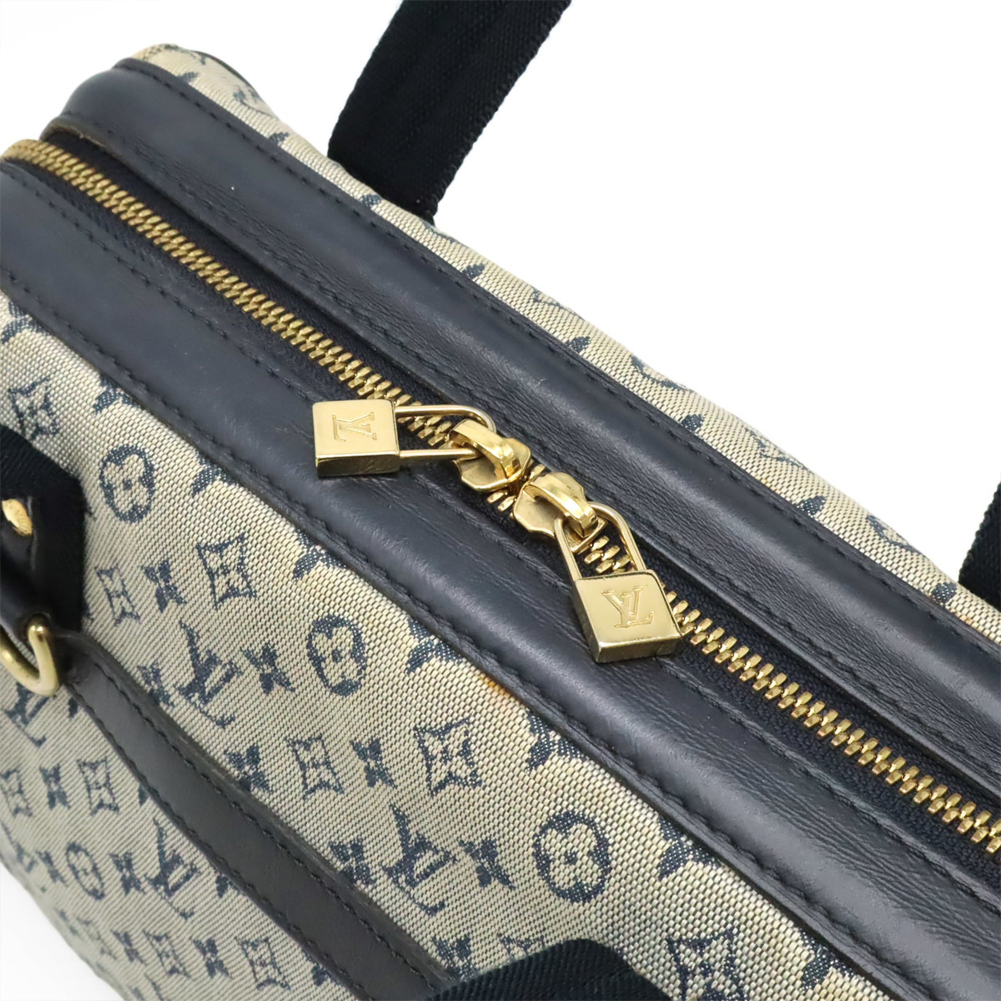 Louis Vuitton Blue Canvas Leather Handbag (Pre-Owned)