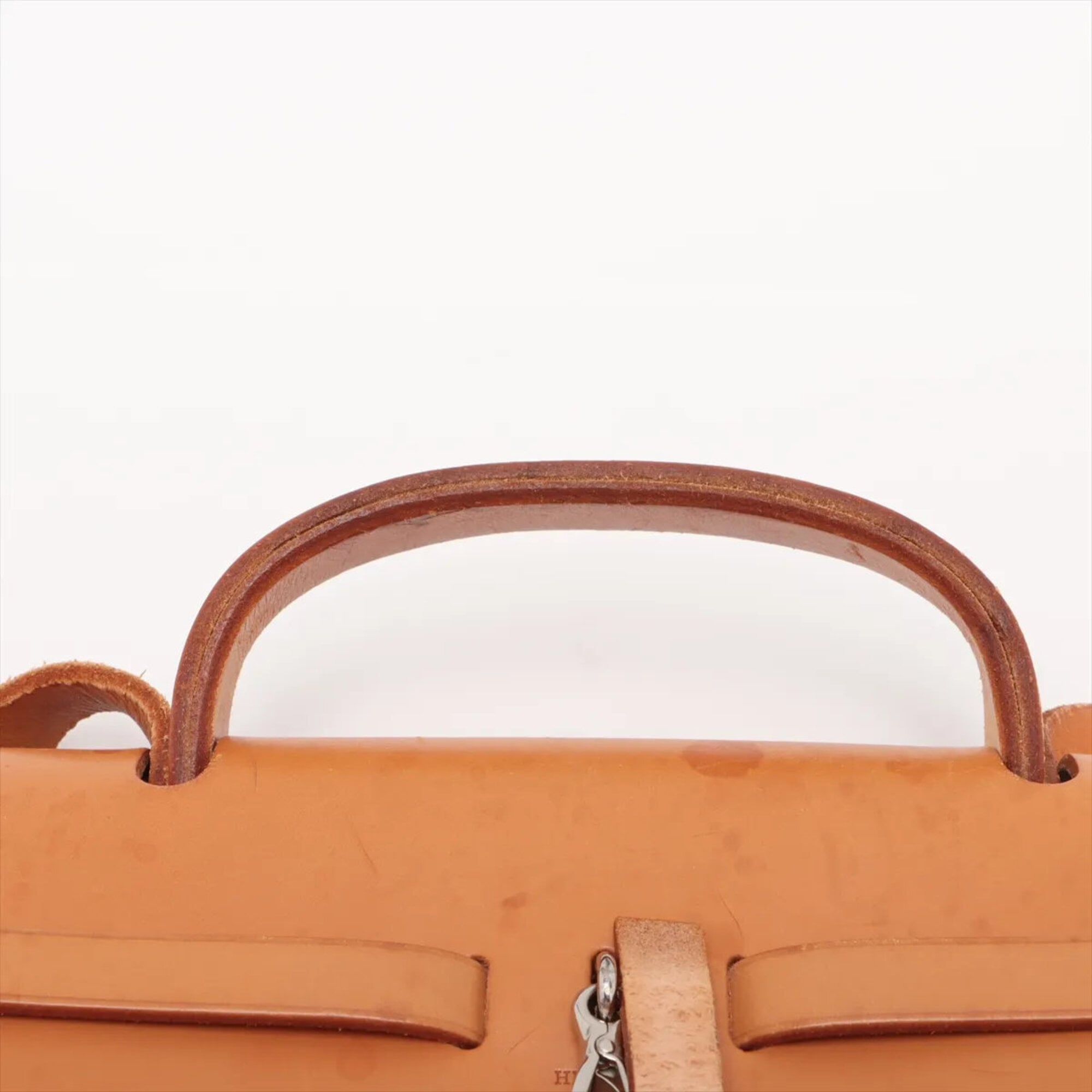 Hermes Beige Canvas Leather Shoulder Bag Tote Bag (Pre-Owned)