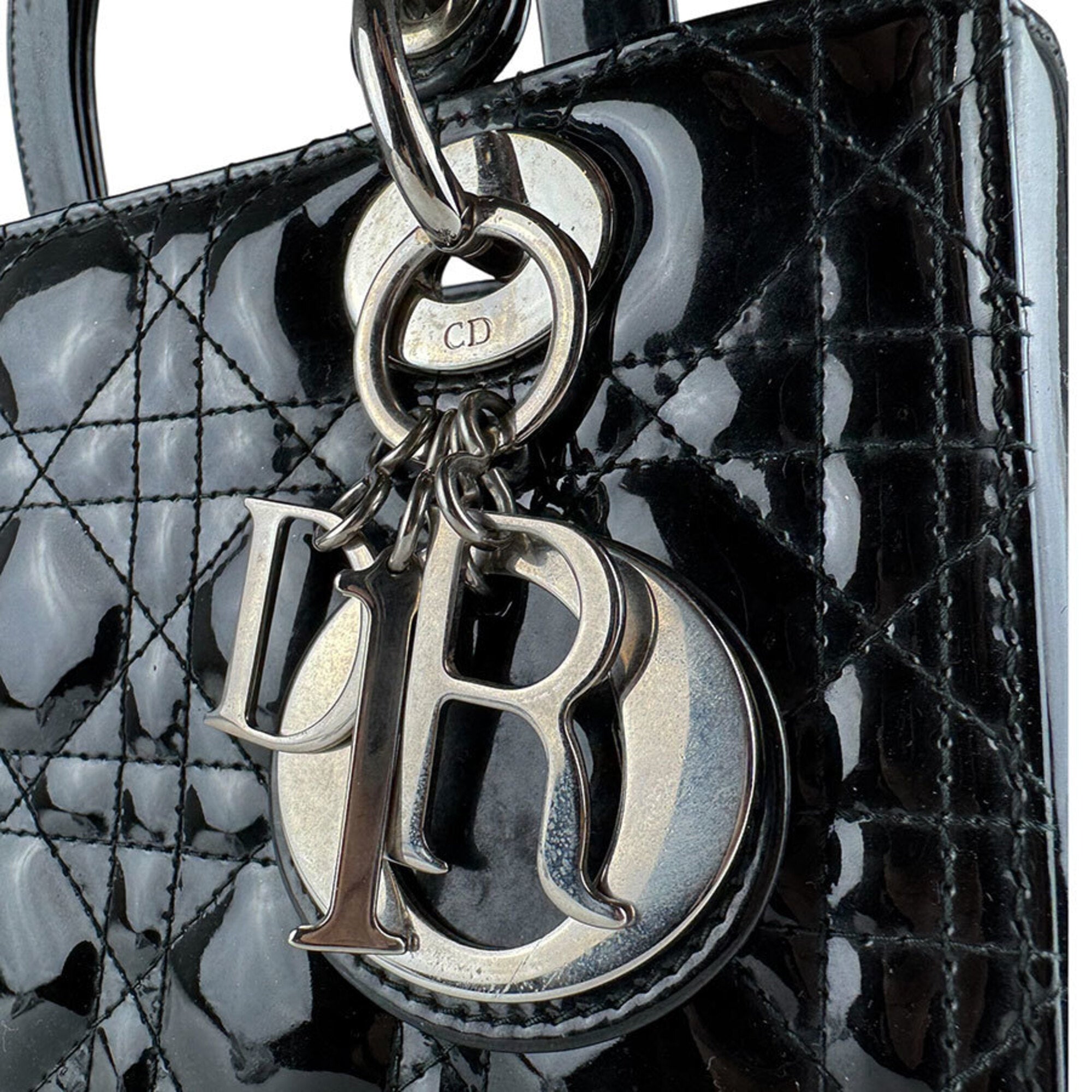 Christian Dior Black Patent Leather Handbag Shoulder Bag (Pre-Owned)
