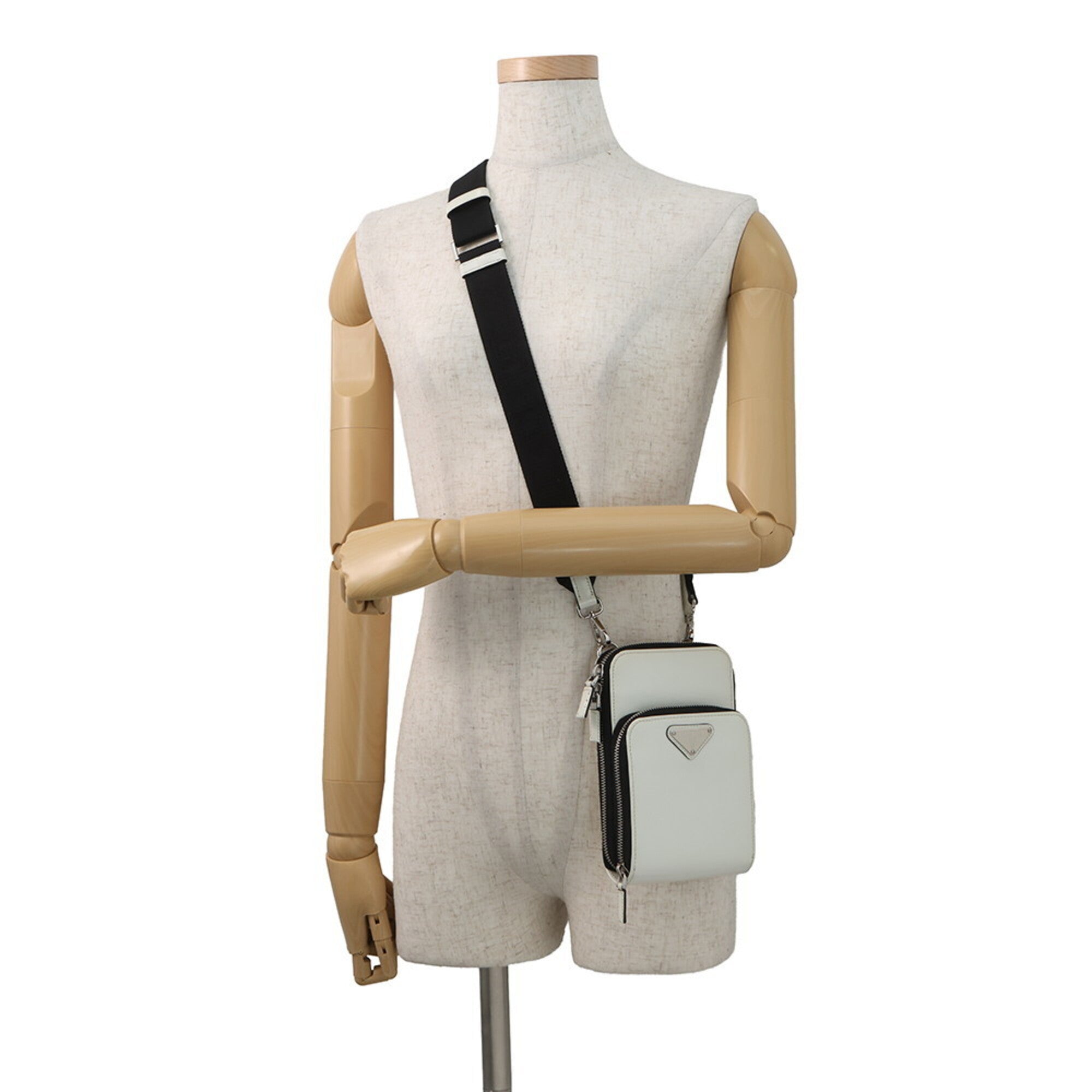 Prada Saffiano White Leather Handbag Shoulder Bag (Pre-Owned)
