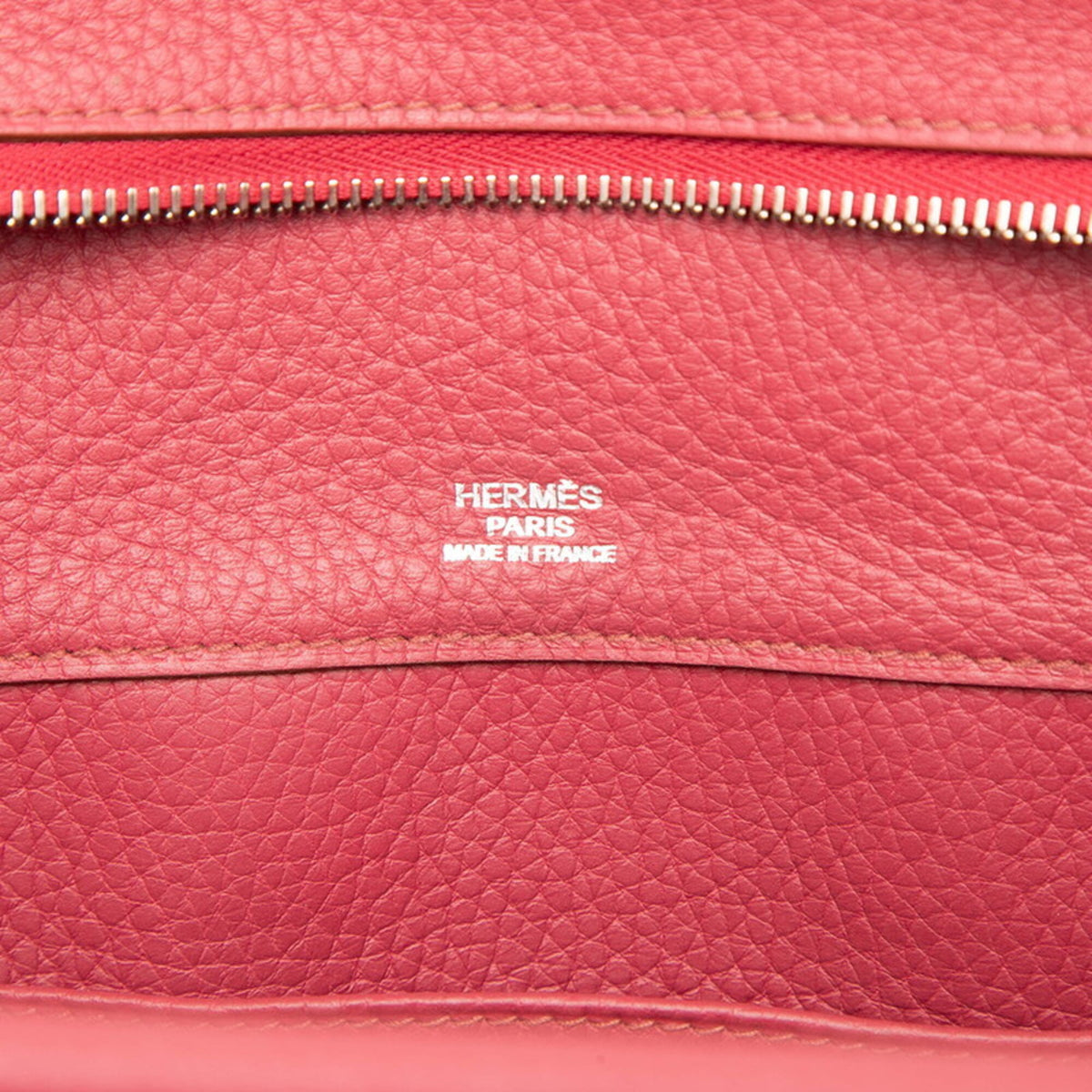 Hermes Pink Red Color Taurillon Clemence Leather Handbag (Pre-Owned)