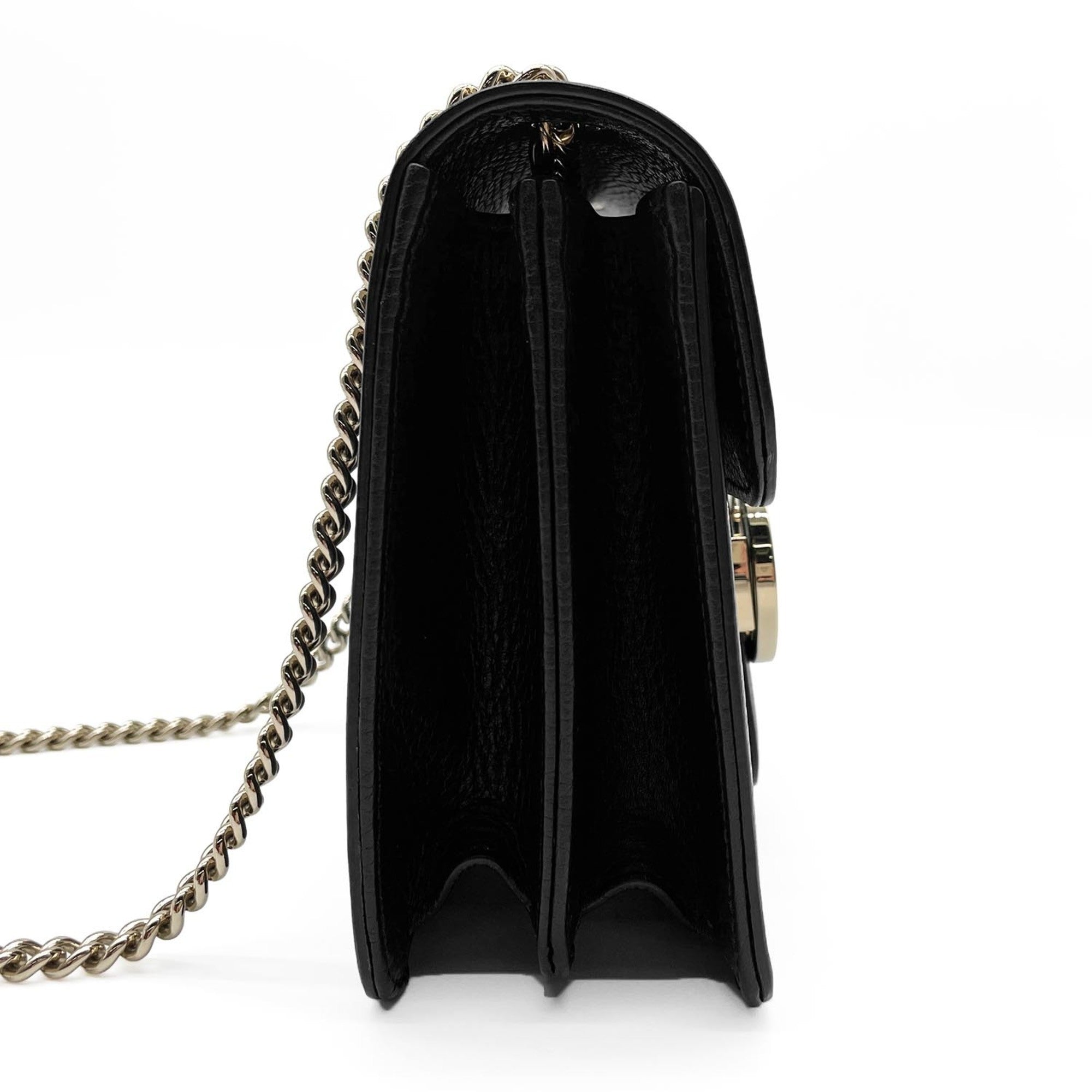 Gucci Black Leather Metal Shoulder Bag (Pre-Owned)