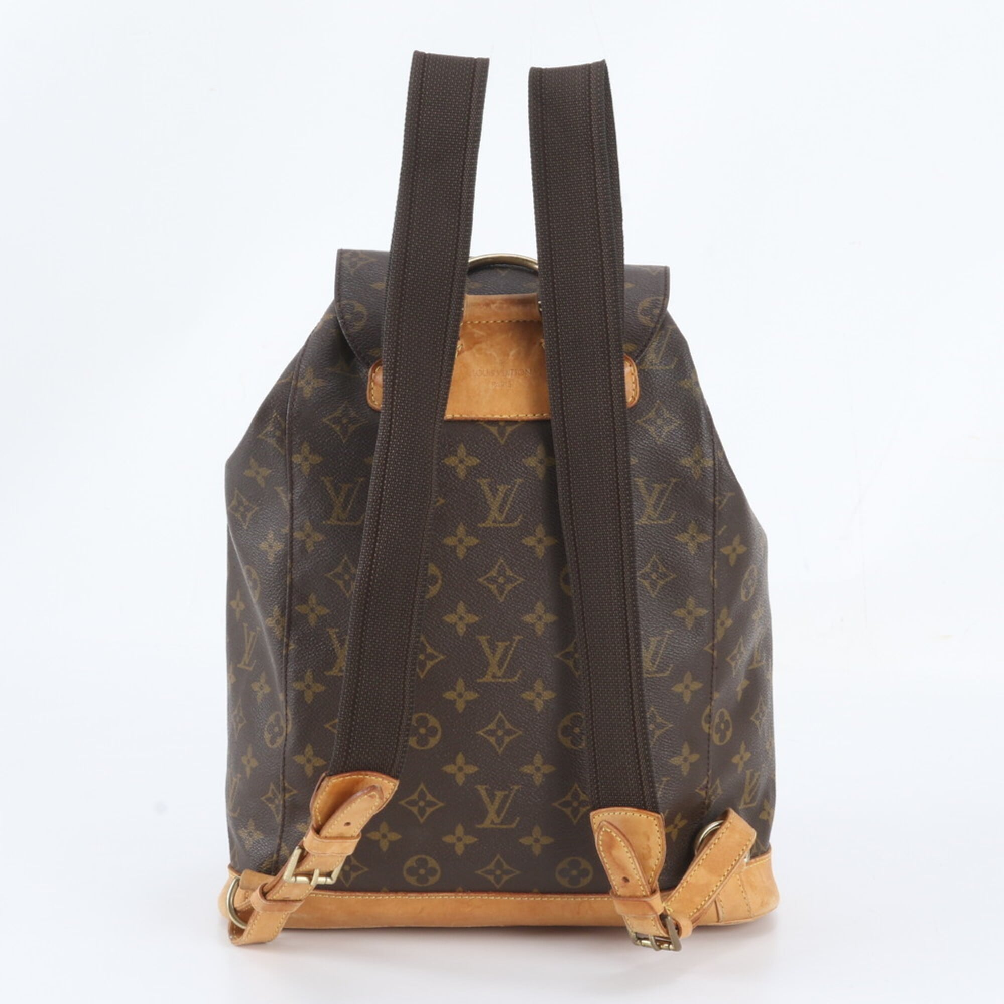 Louis Vuitton Brown Monogram Leather Coated Canvas Backpack Handbag Shoulder Bag (Pre-Owned)
