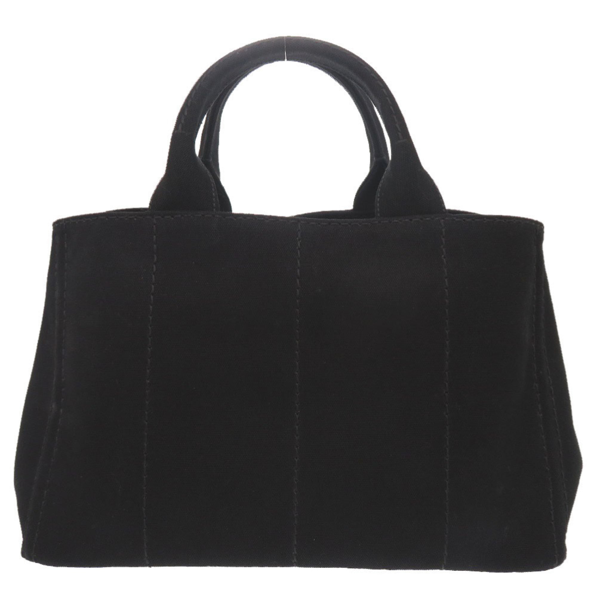 Prada Black Canvas Handbag Shoulder Bag Tote Bag (Pre-Owned)