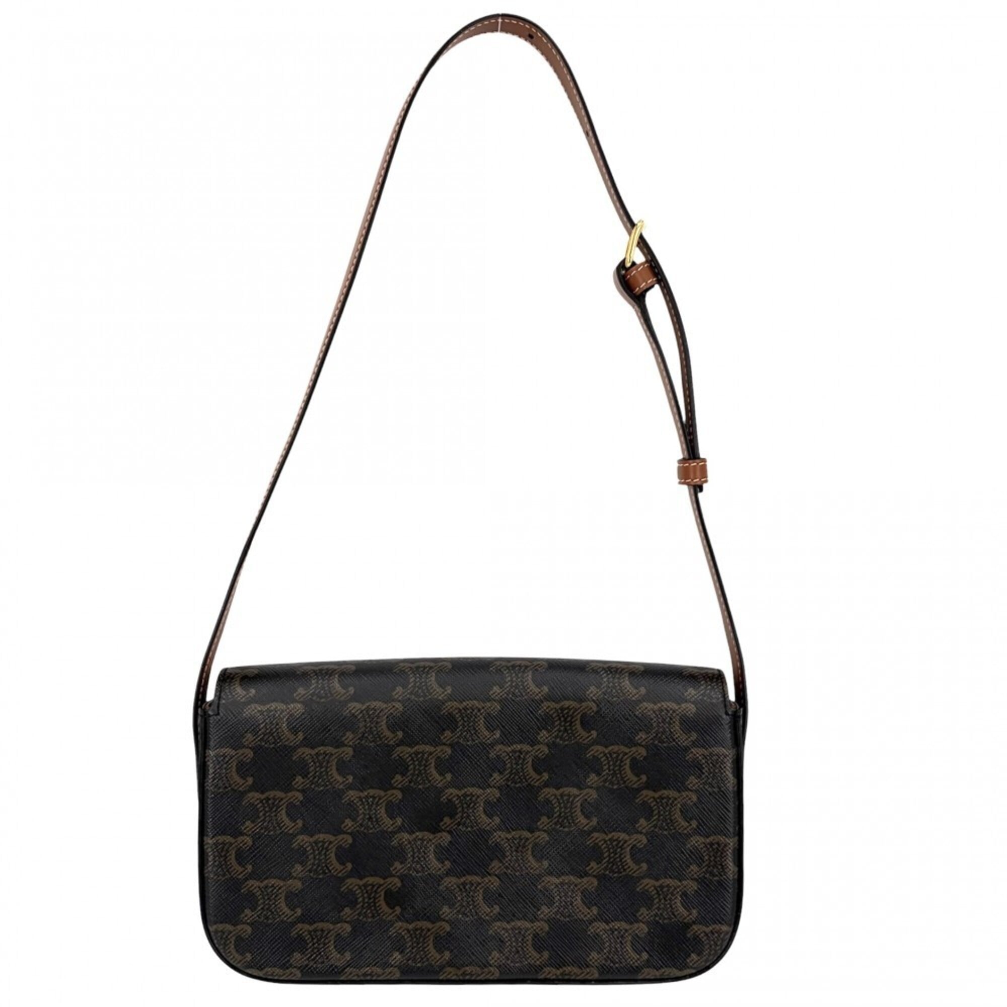 Celine Brown Coated Canvas Leather Shoulder Bag (Pre-Owned)