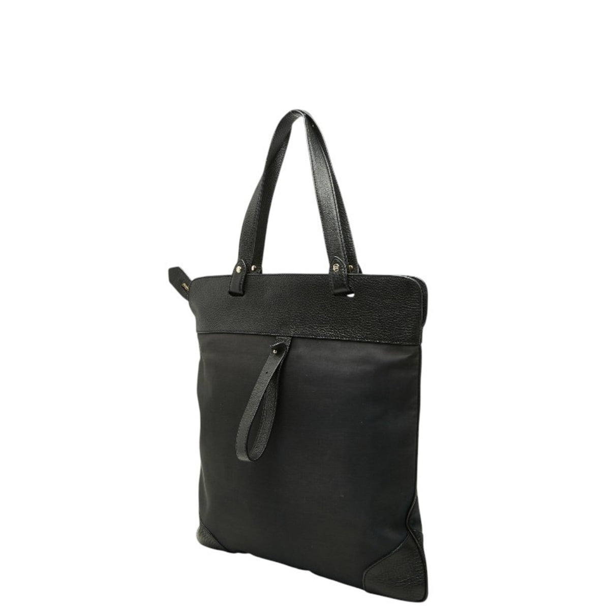 Burberry Black Leather Canvas Shoulder Bag Tote Bag (Pre-Owned)