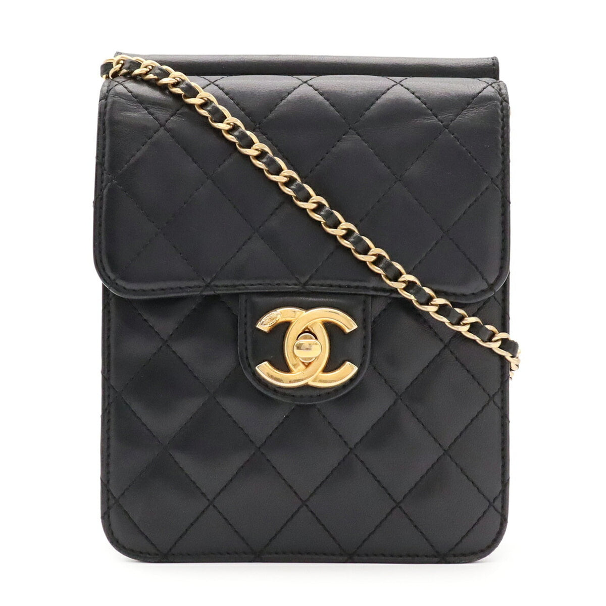 Chanel Black Leather Pochette Shoulder Bag (Pre-Owned)