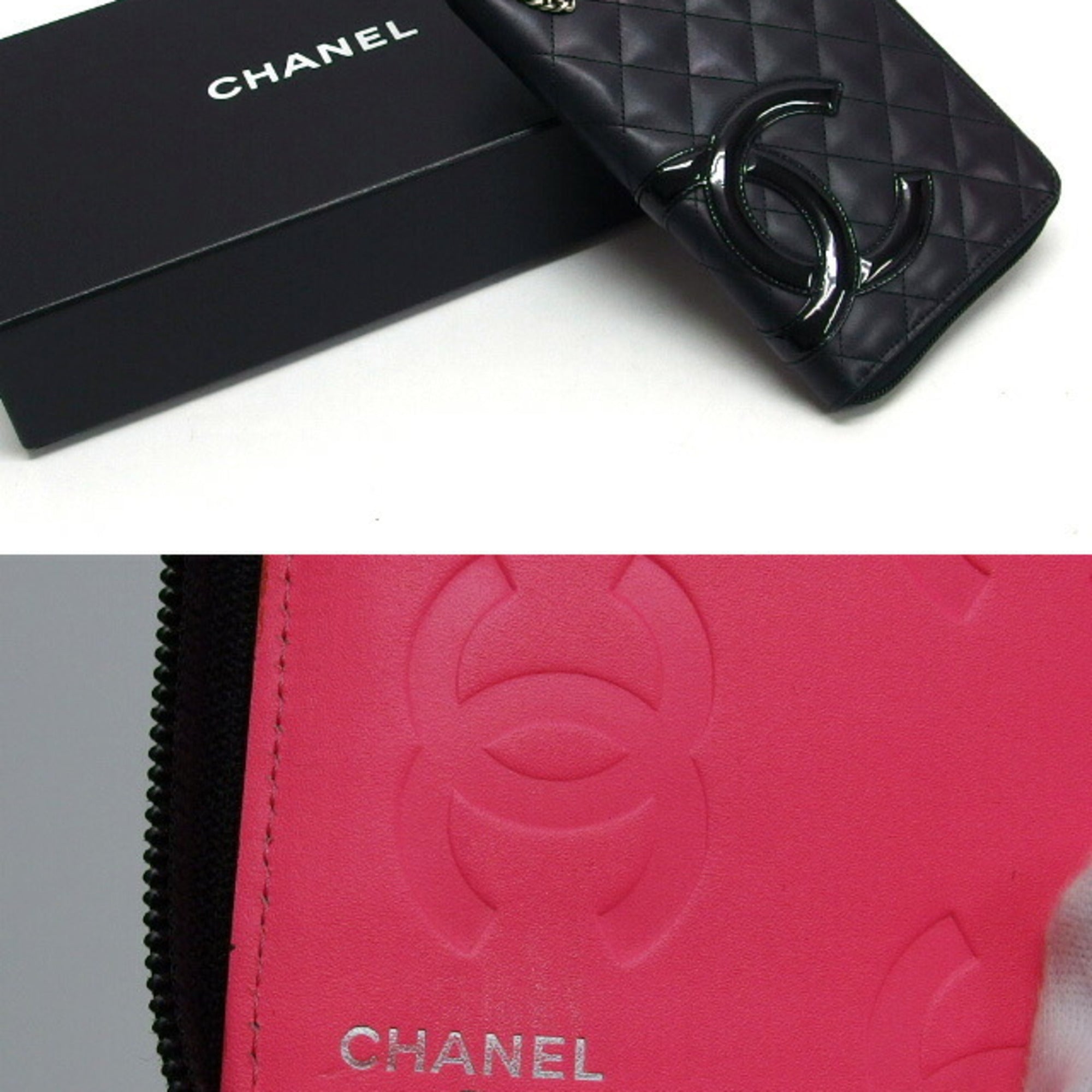 Chanel Black Pink Leather Long Wallet (Bi-Fold) (Pre-Owned)