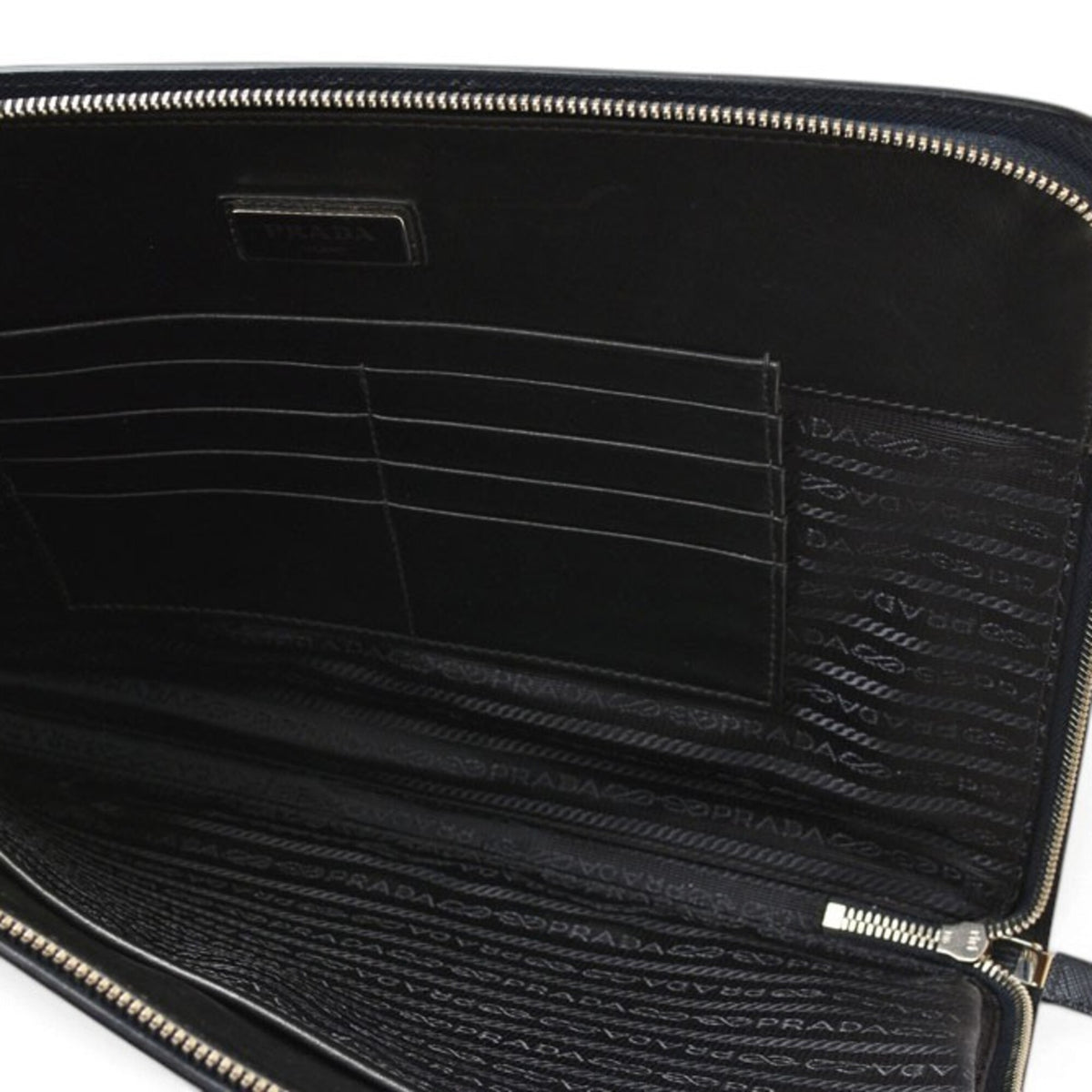 Prada Saffiano Navy Leather Clutch Bag (Pre-Owned)