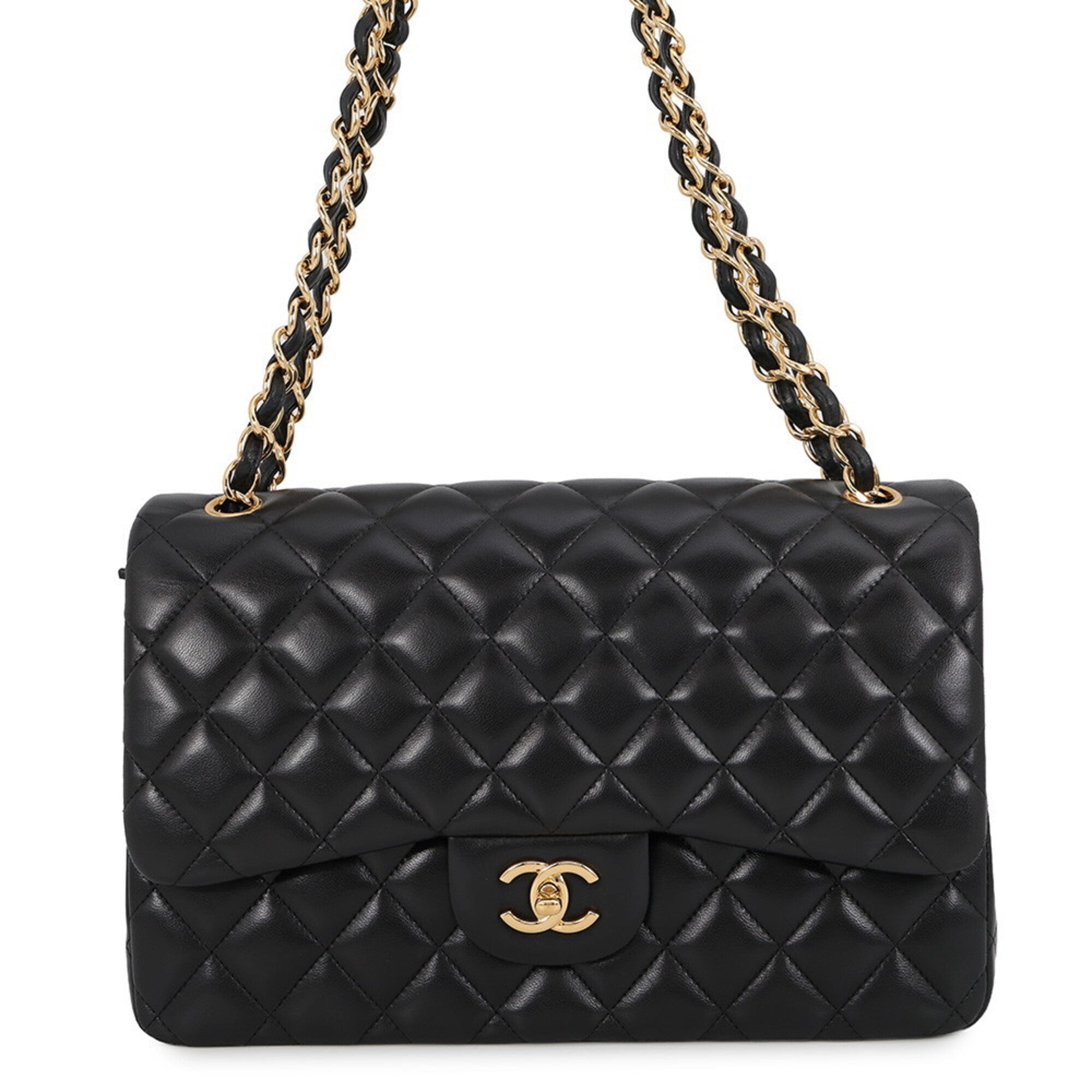 Chanel Matelasse Black Leather Handbag Shoulder Bag (Pre-Owned)