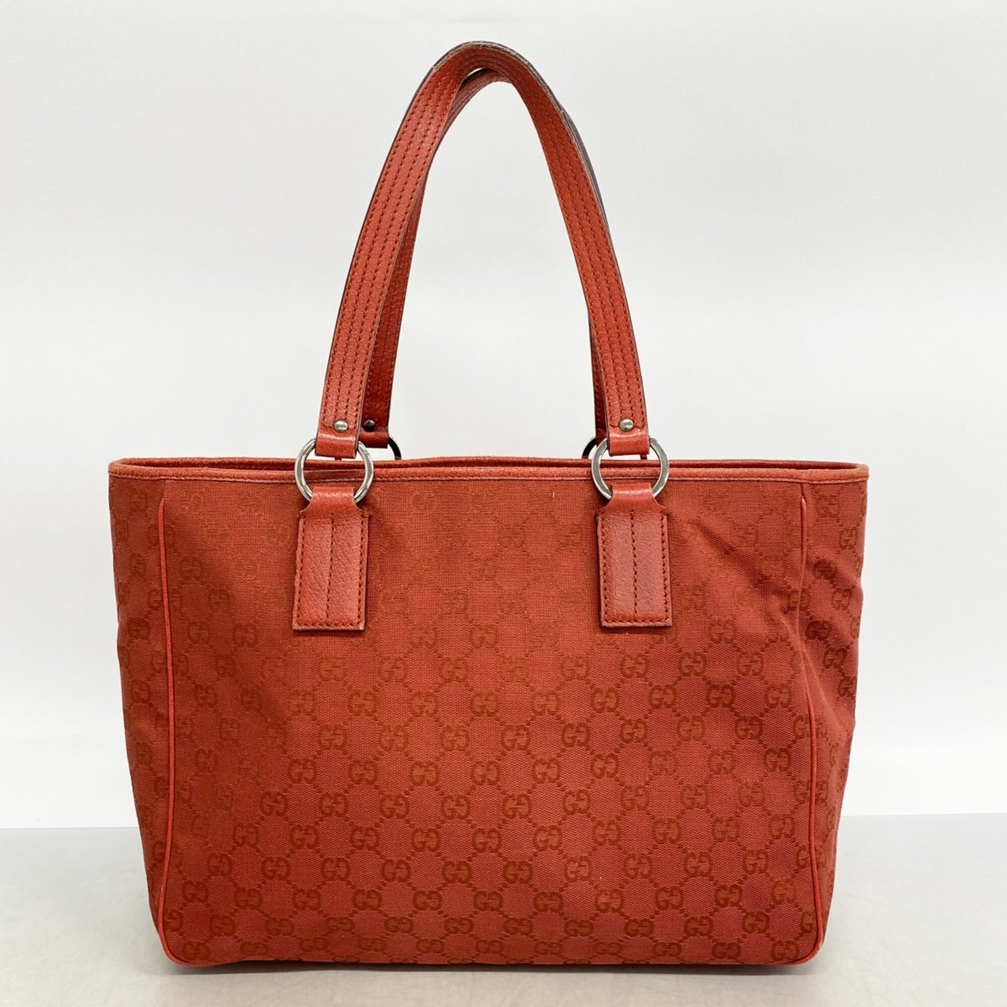 Gucci Red Color Canvas Tote Bag (Pre-Owned)