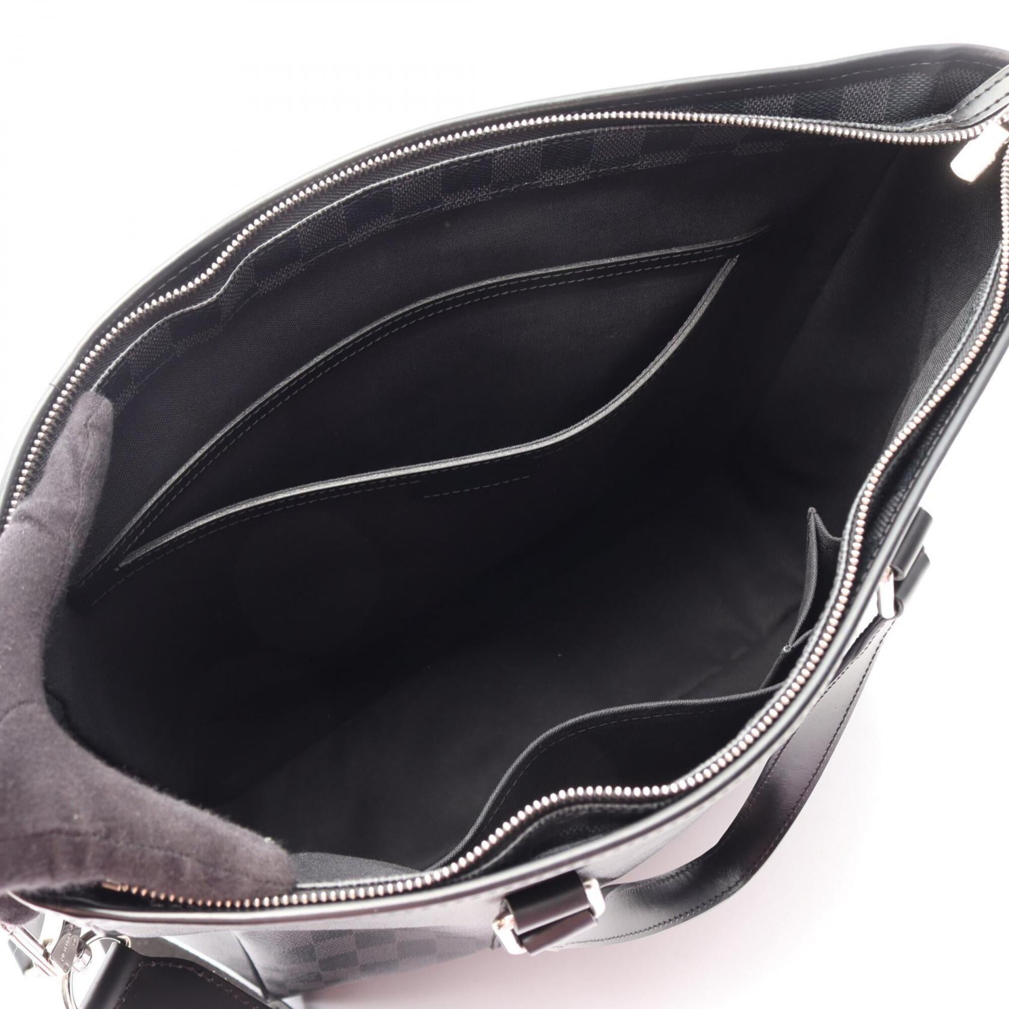 Louis Vuitton Black Coated Canvas Leather Handbag Tote Bag (Pre-Owned)