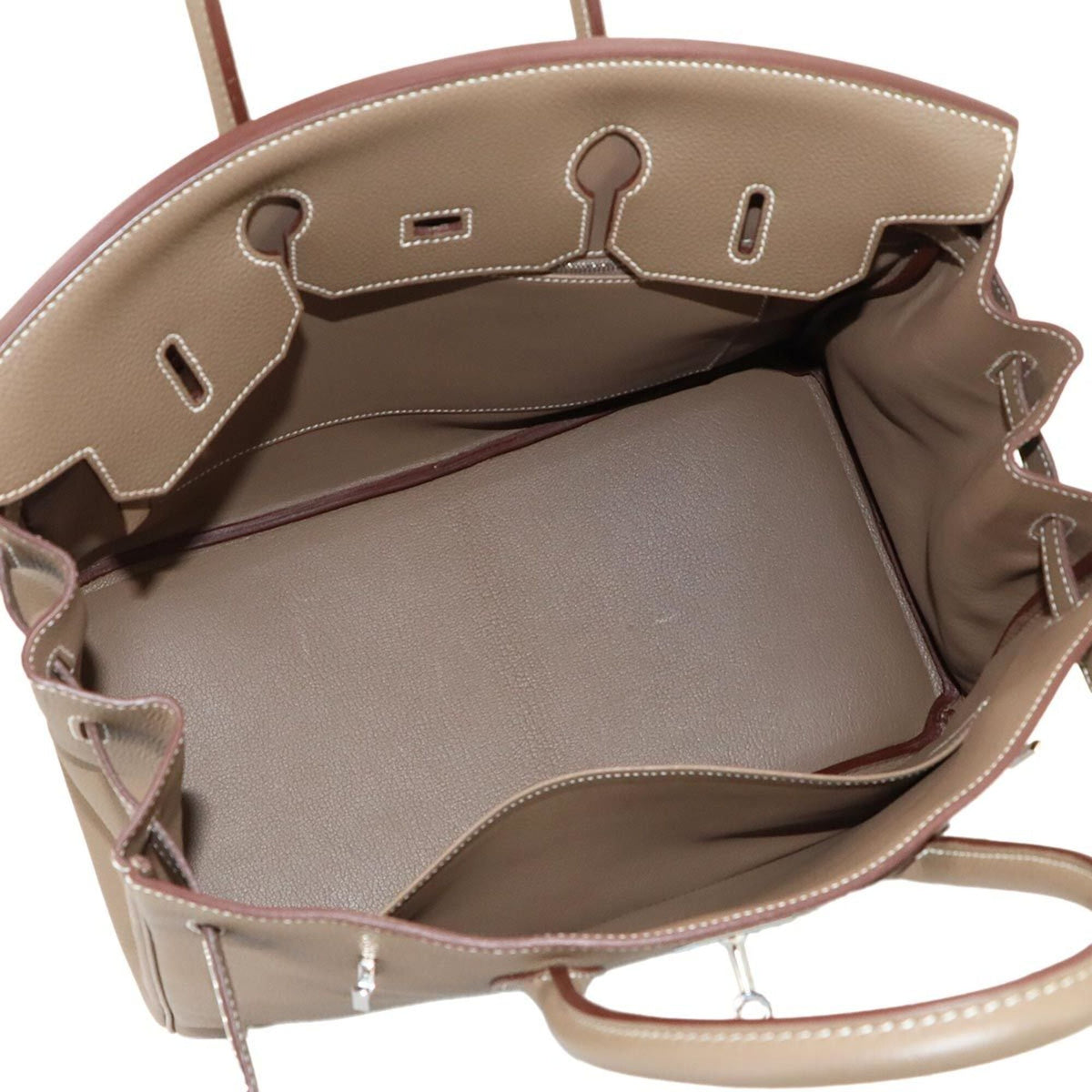 Hermes Etoupe Gray Togo Leather Handbag (Pre-Owned)