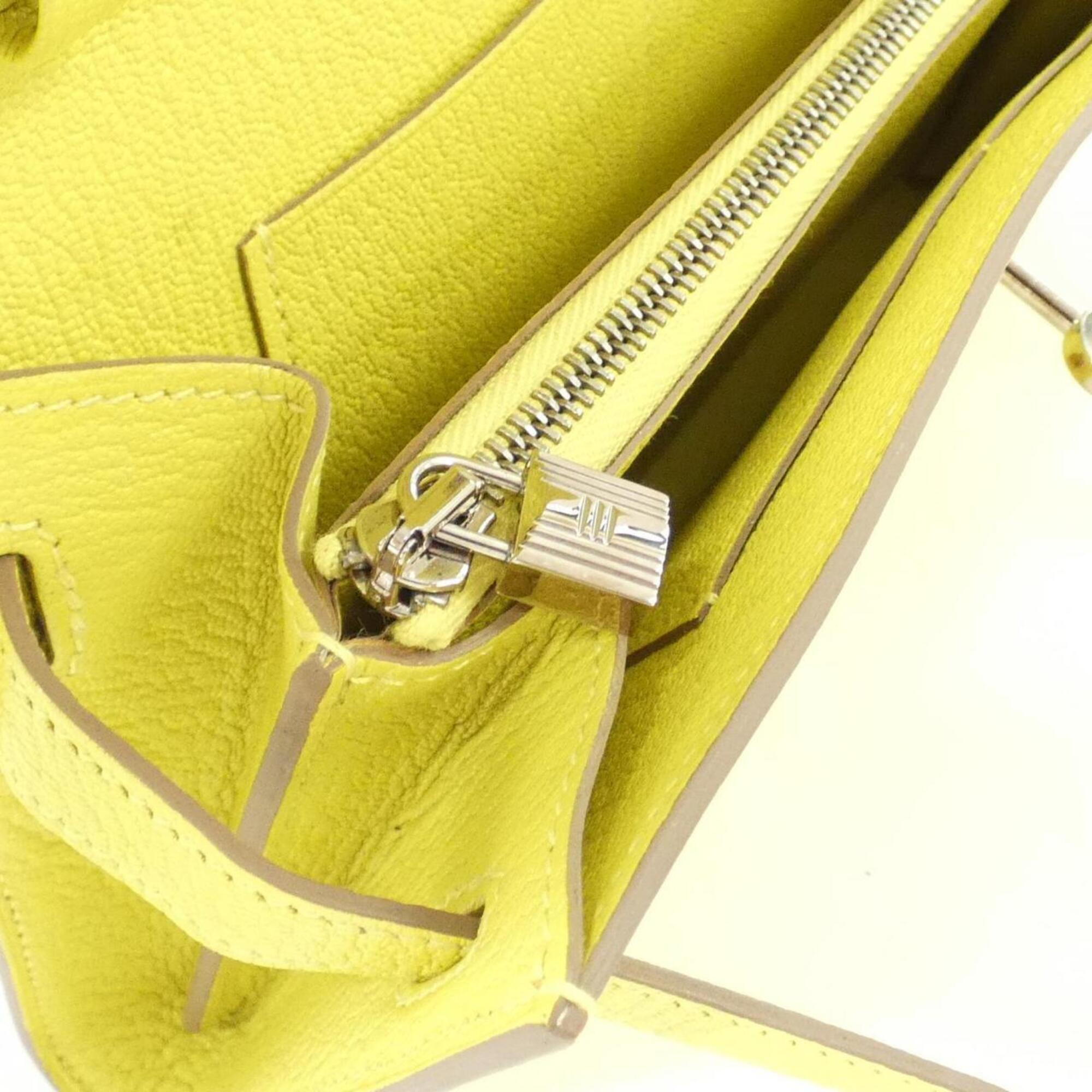 Hermes Kelly Lime Chevre Leather Chain/Shoulder Wallet (Pre-Owned)