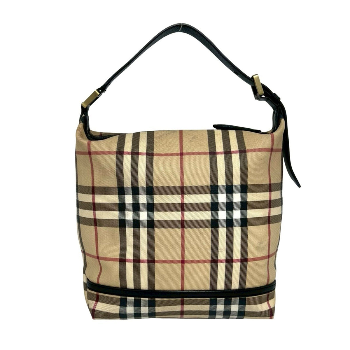 Burberry Beige Black Leather Pvc Handbag Tote Bag (Pre-Owned)